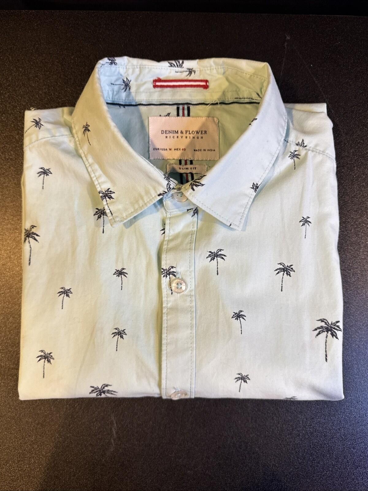 Denim & Flower Denim & Flower Men's Med Slim SS Button Down Palm Tree (637) Size US M / EU 48-50 / 2 - 1 Thumbnail