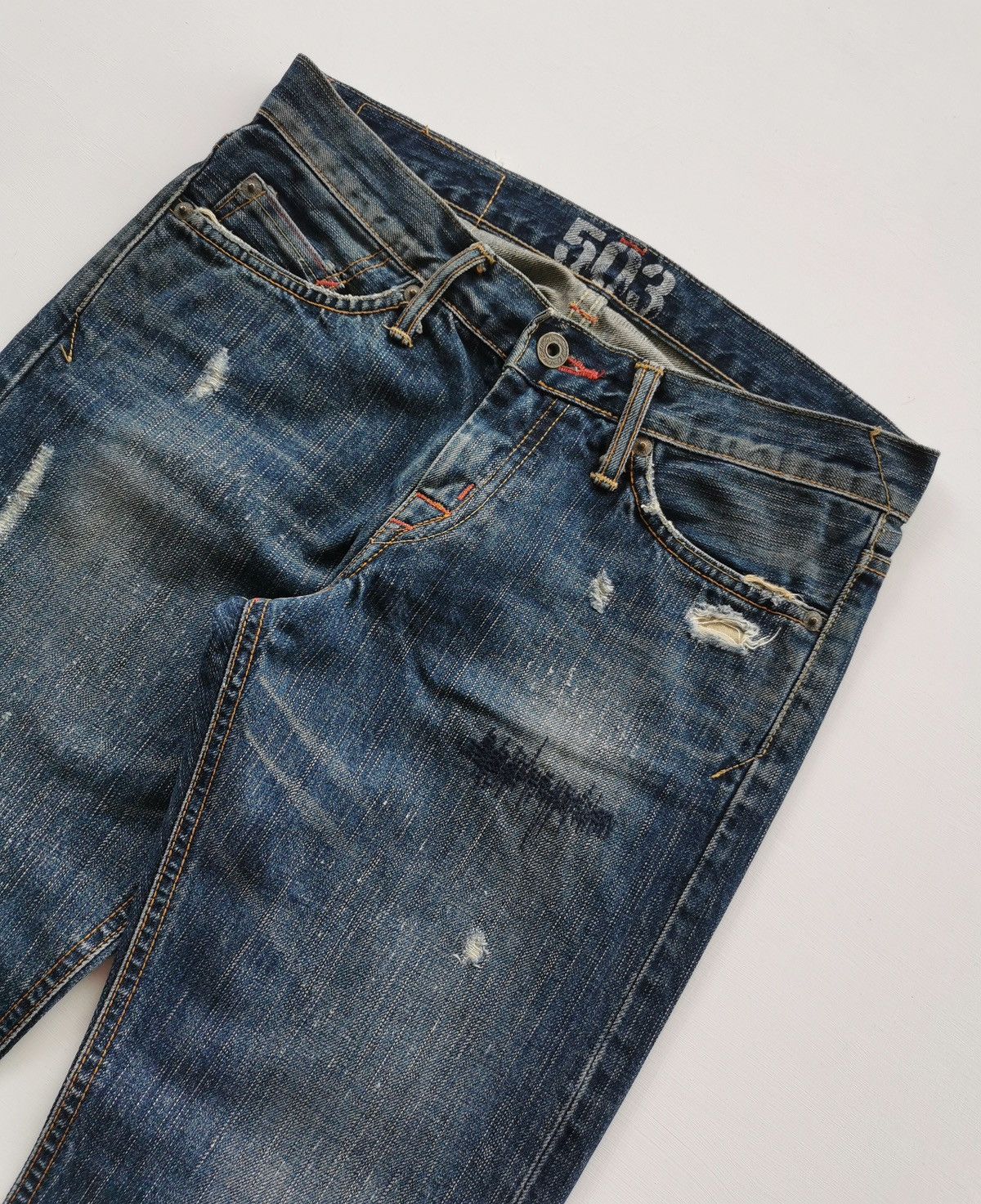 Edwin Rude Miss Edwin Japan 503 Distressed Denim Shorts Size 30" / US 8 / IT 44 - 5 Thumbnail