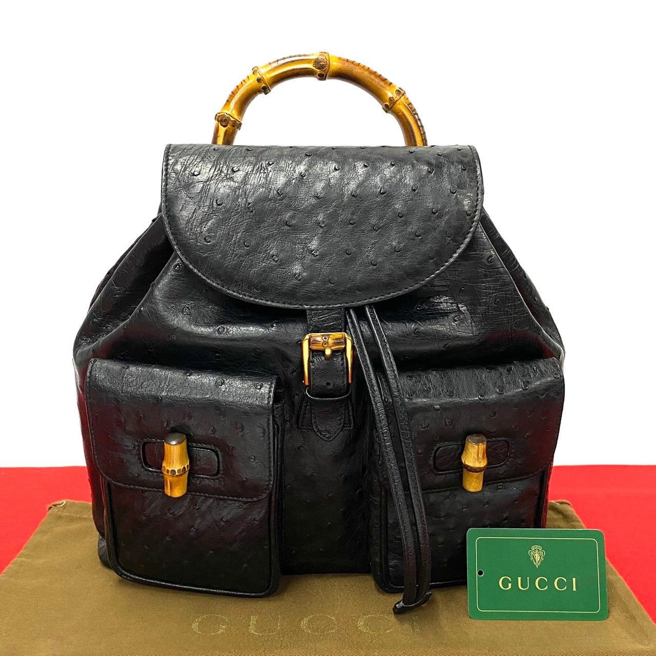 Gucci Gucci Backpack Black Ostrich Size ONE SIZE - 1 Thumbnail