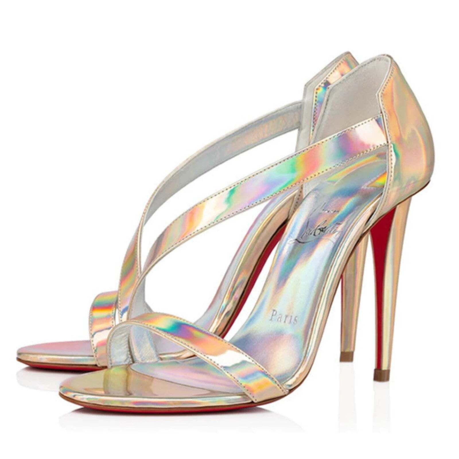 Christian Louboutin Astridal 100 Gold Patent Psychic Strap Sandal Heel Pump 41 Size US 11 / IT 41 - 1 Thumbnail
