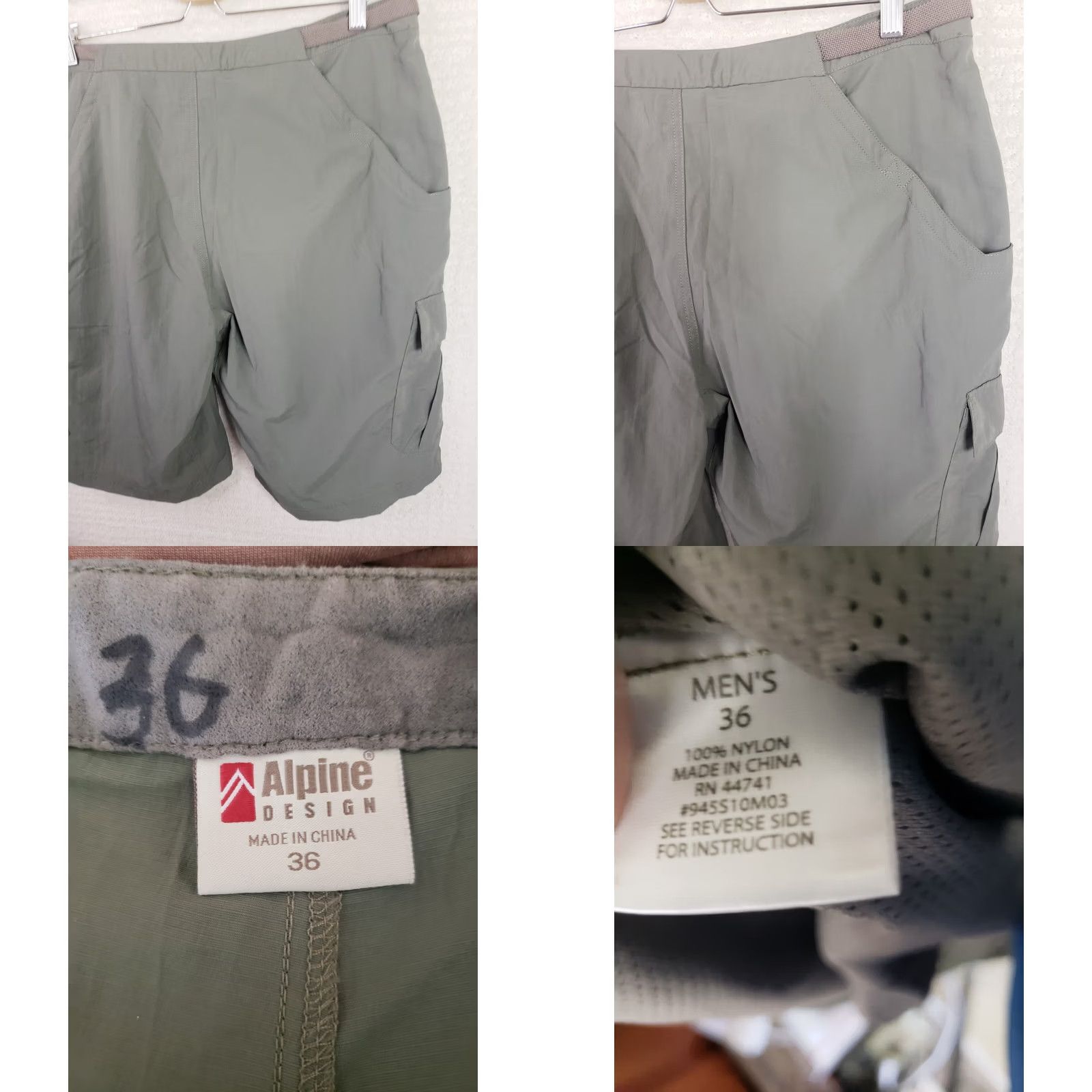 Vintage Alpine Design Men's Bermuda Shorts 36 Green Belted Elastic Waist Pockets Inseam 10 Casual Travel Workwear Regular Size 36 Size US 36 / EU 52 - 9 Thumbnail