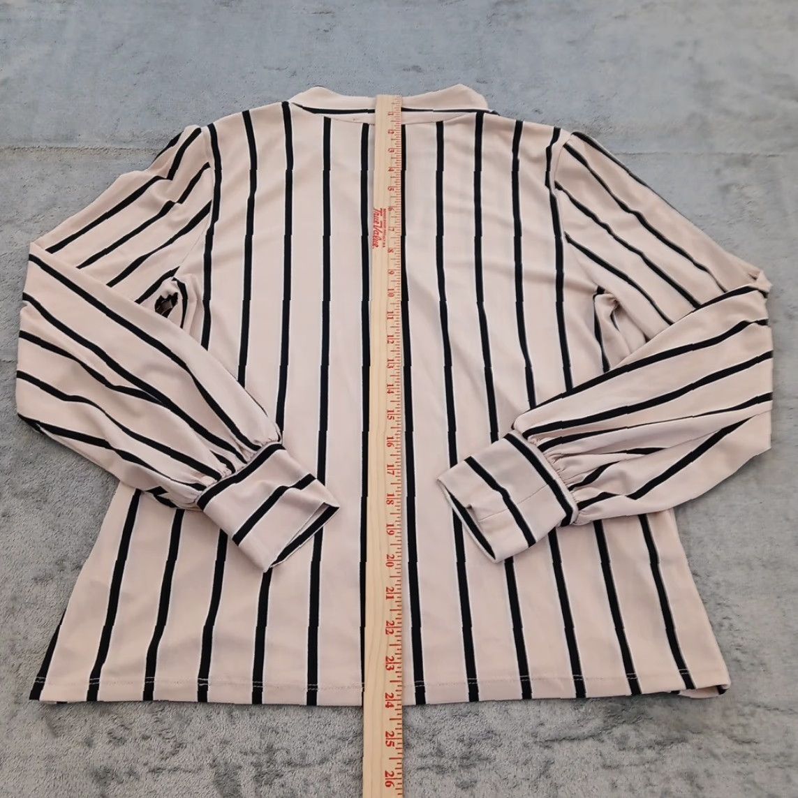 Adrianna Papell Adriana Papell Shirt Womens Medium Pink Black Striped V-Neck Pullover Size M / US 6-8 / IT 42-44 - 5 Thumbnail