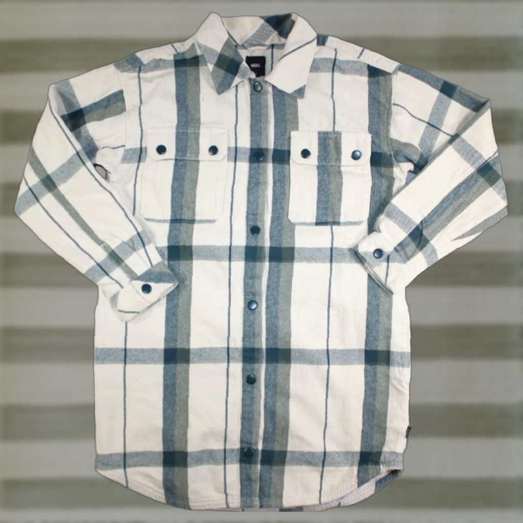 Vans Vans Shirt Men's S Flannel Jacket Shacket Lined Long Pockets Plaid Beige Green Size US S / EU 44-46 / 1 - 1 Thumbnail