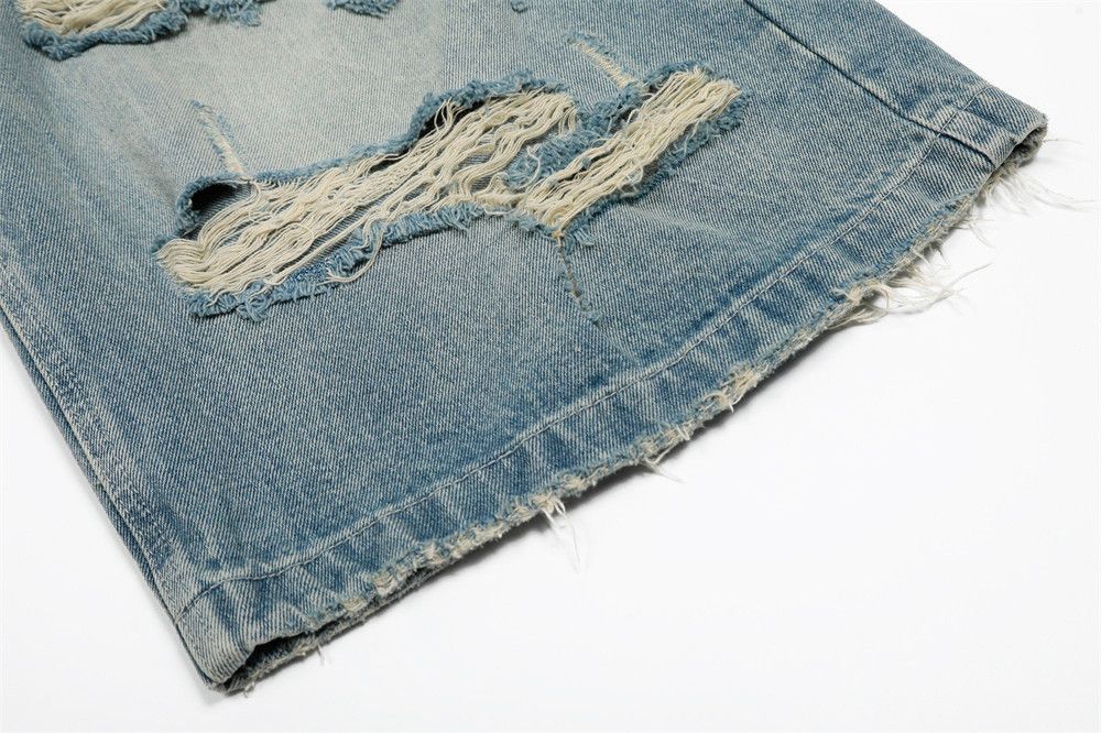 Japanese Brand × Vintage Punk men's distressed loose washed ripped denim shorts Size US 32 / EU 48 - 6 Thumbnail