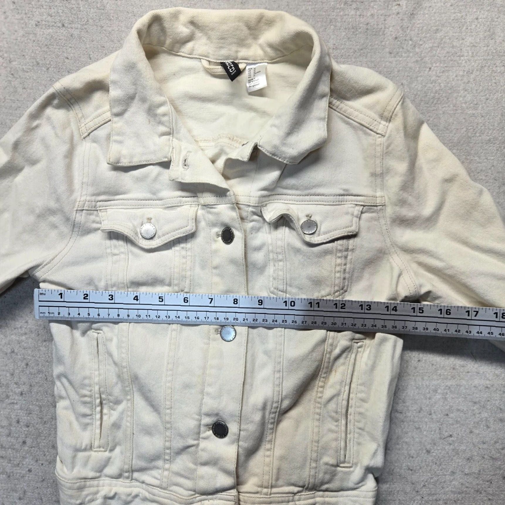 H&M Vintage H&M White Denim Jean Jacket Adult Women Size 10 Button Up Basic Jacket Size 32" / US 10 / IT 46 - 4 Thumbnail