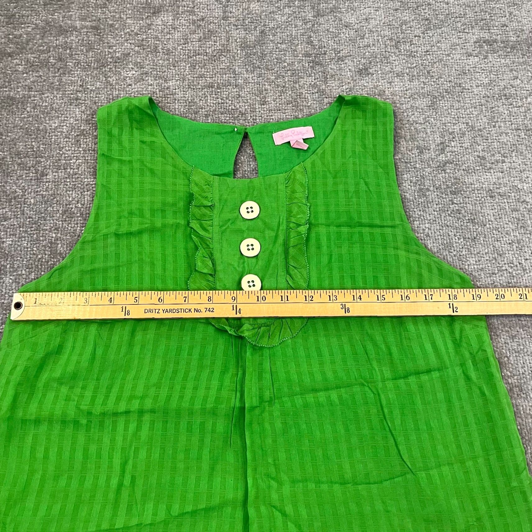 Lilly Pulitzer VINTAGE Lilly Pulitzer Silk Blouse Women's Size 12 Green Striped Ruffle Button Shirt Casual Size XL / US 12-14 / IT 48-50 - 5 Thumbnail