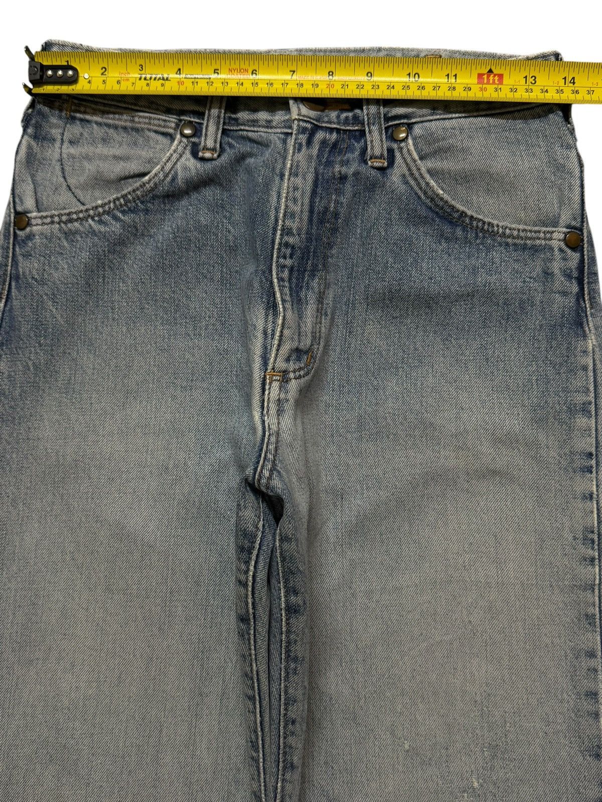 Wrangler Vintage 90s Wrangler Selvedge Faded Wash Distress Wide Leg Size 27" / US 4 / IT 40 - 11 Thumbnail