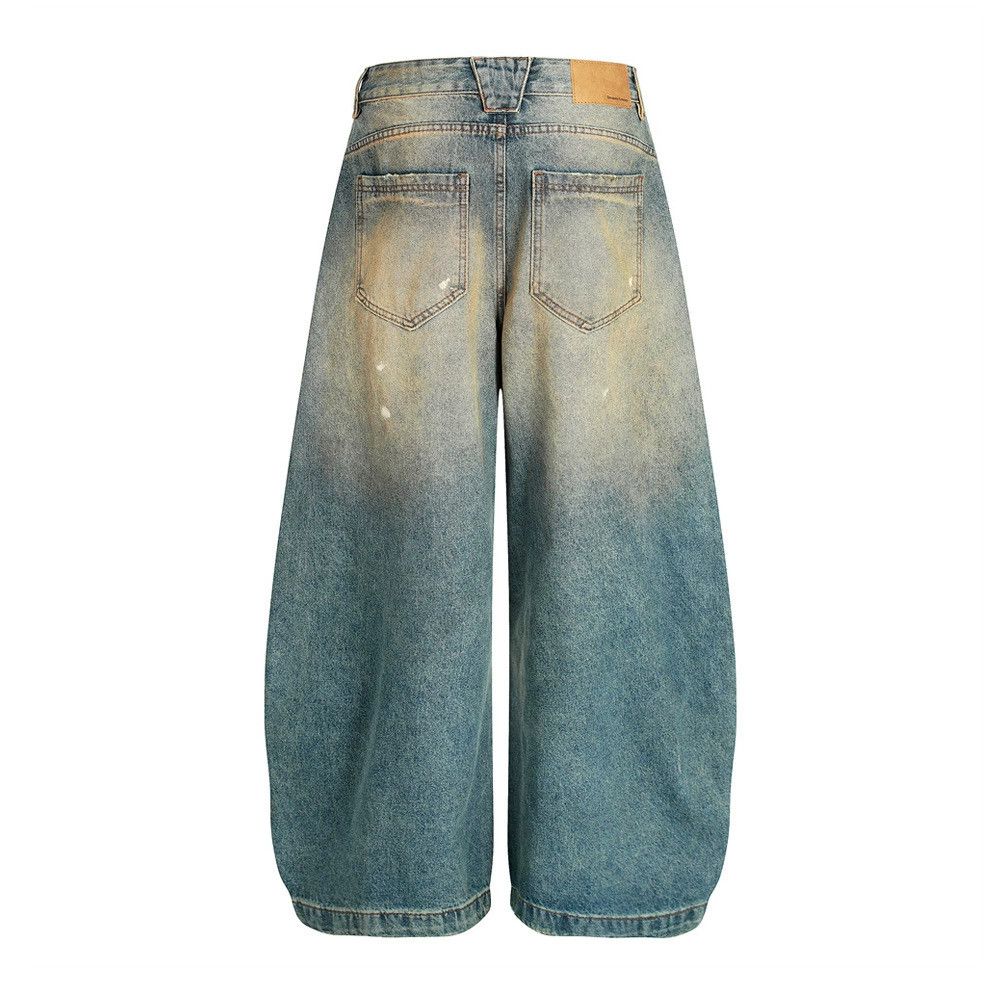 Vintage Retro men's washed ink-splashed distressed scimitar jeans Size US 32 / EU 48 - 2 Thumbnail