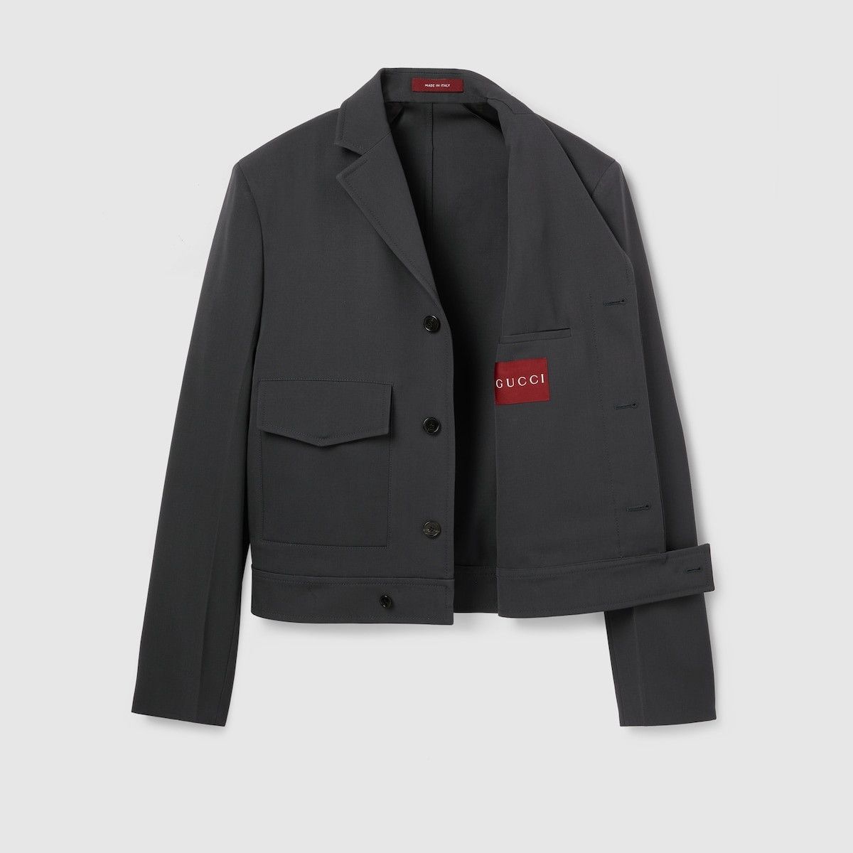 Gucci o1loc1c1125 809595 Embossed Wool Gabardine Jacket Dark Grey Size US M / EU 48-50 / 2 - 5 Thumbnail