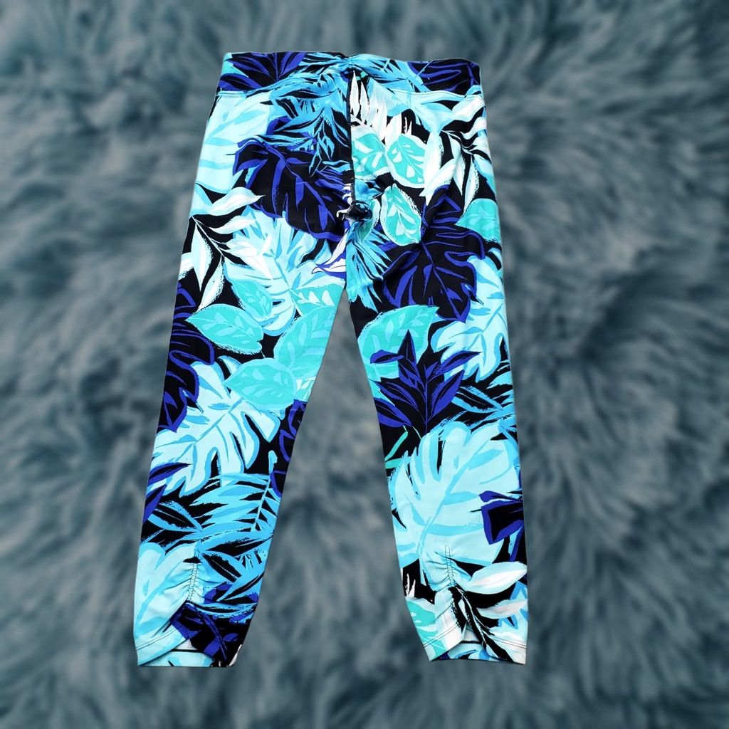 Calvin Klein Calvin Klein Cropped Leggings Womens L Multi Performance Tropical Print Pull On Size 36" / US 14 / IT 50 - 1 Thumbnail