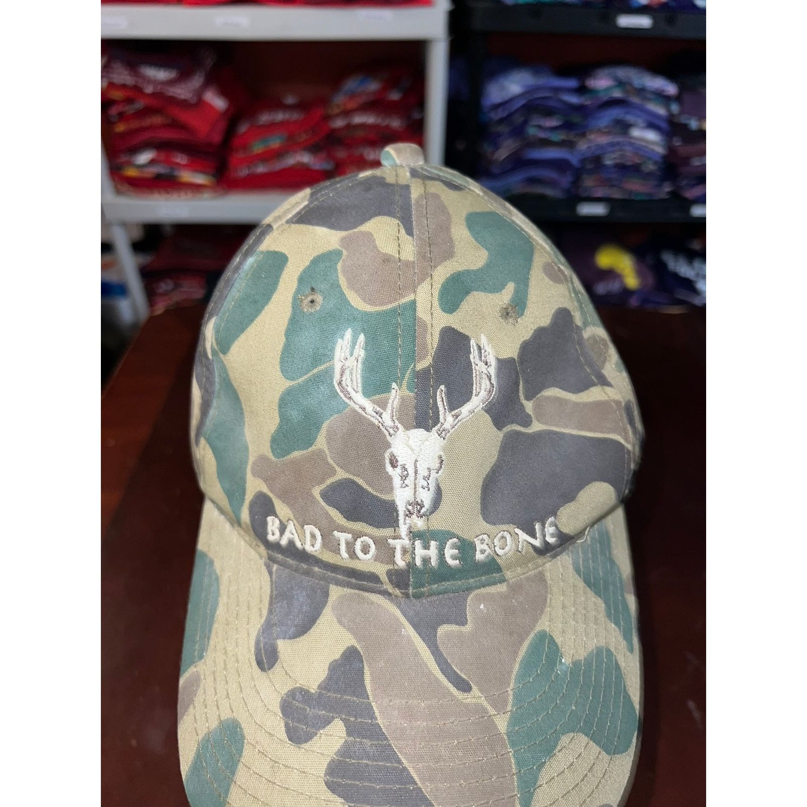 Vintage Vintage Bad To The Bone Hat Camo Green Cap Snapback VTG OS Size ONE SIZE - 4 Thumbnail