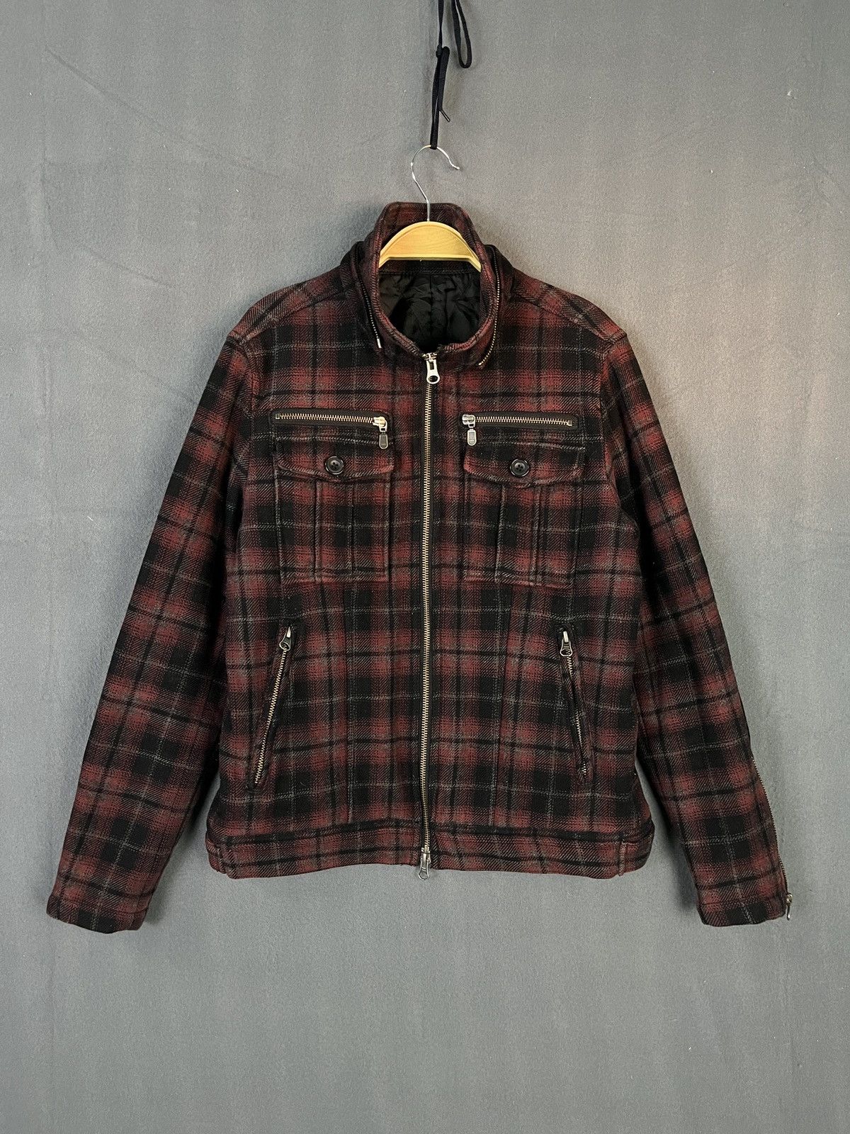 Japanese Brand × Vintage Edge Rupert Plaid Wool Jacket Removable Hoodie Size S / US 4 / IT 40 - 1 Thumbnail