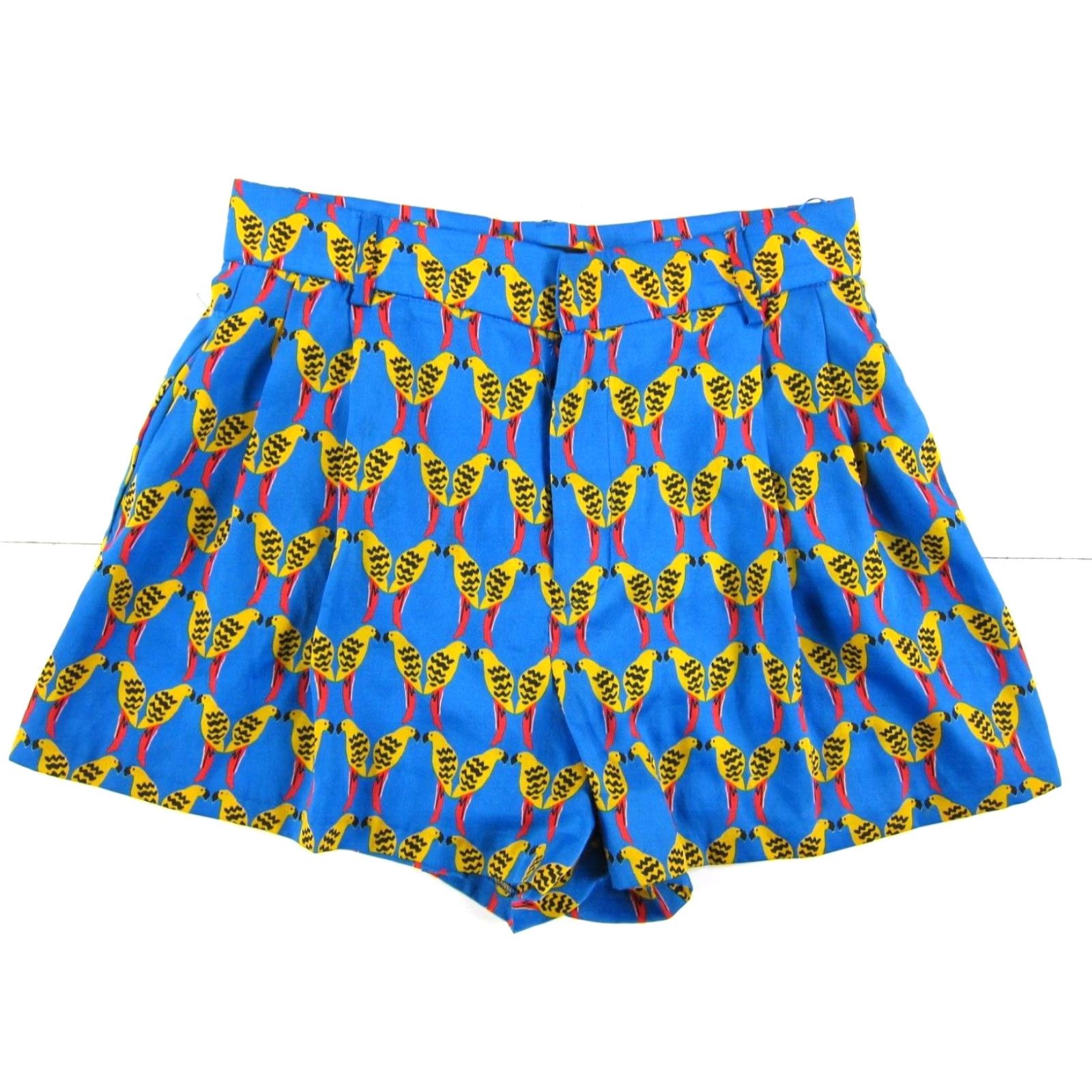Zara ZARA Blue Yellow Red Black Parrot Bird High Rise Waist Pocket Chino Shorts Small Women Size 28" / US 6 / IT 42 - 2 Thumbnail