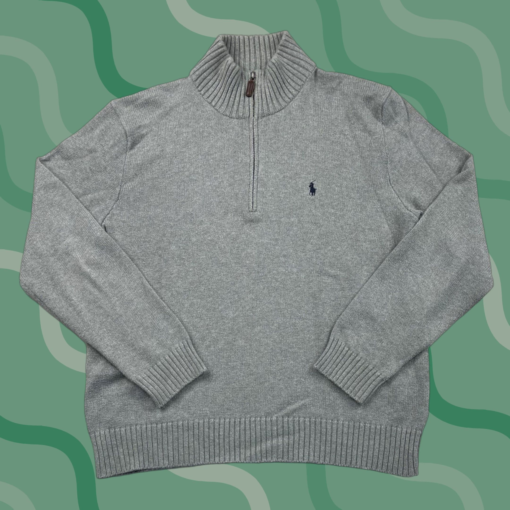 Polo Ralph Lauren Polo Ralph Lauren Sweater Shirt Mens L Gray 1/4 Zip Pullover Mock neck Long Sleeve Ski Classic Logo Size US L / EU 52-54 / 3 - 1 Thumbnail
