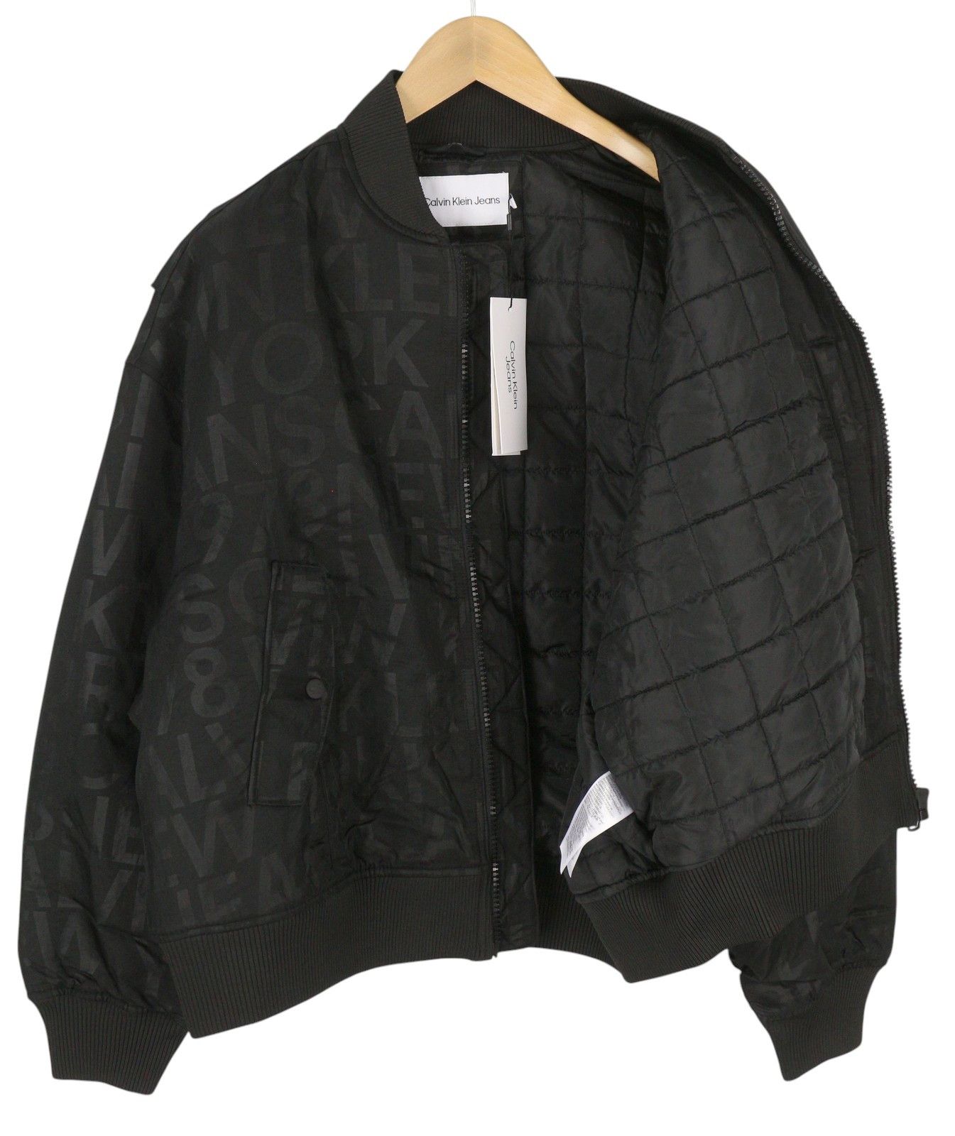 Calvin Klein M Black Logo Print Insulated Loose Fit Bomber 86393 Size US M / EU 48-50 / 2 - 5 Thumbnail