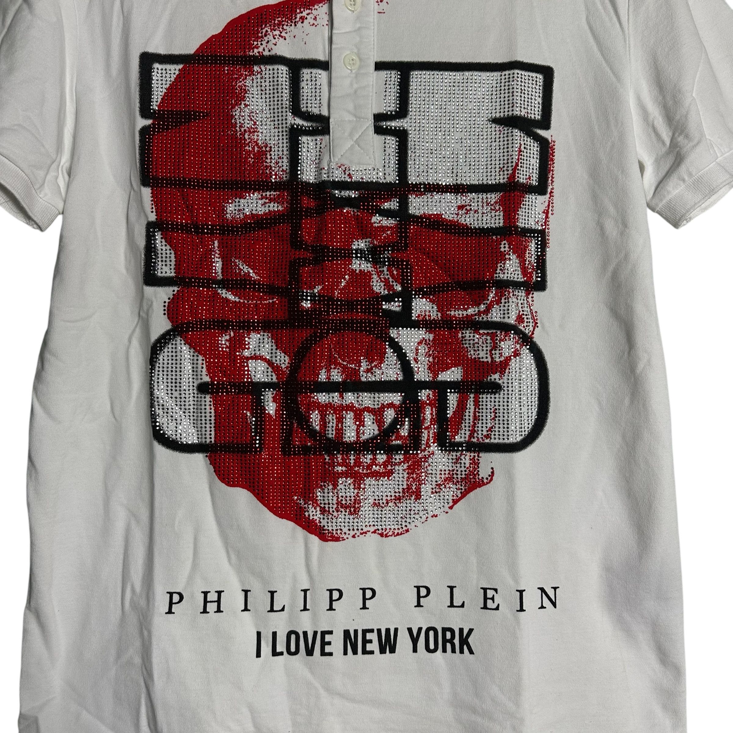 Philipp Plein 🔥RARE🔥Phillip Plein I Love New York Polo Shirt Swarovski Size US XL / EU 56 / 4 - 3 Thumbnail