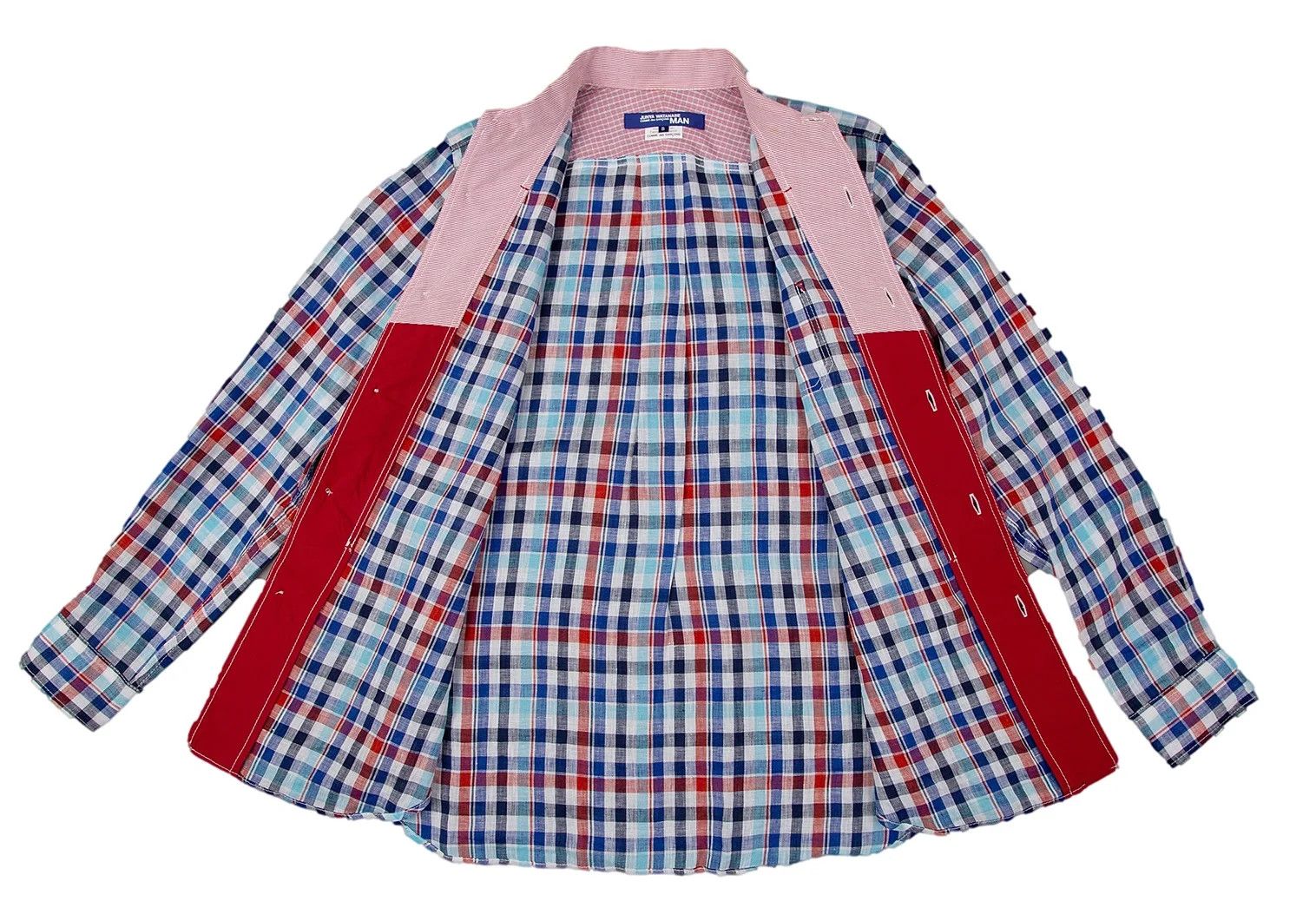 Junya Watanabe Linen Check Horizontal Collar Shirt in Blue and Red Size US S / EU 44-46 / 1 - 12 Thumbnail
