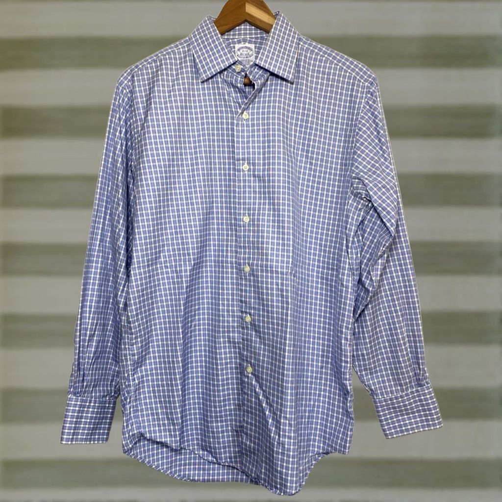 Brooks Brothers Brooks Brothers Makers Button-Up Shirt Check Mens 15 Blue Cotton 90s USA Vintage Regular Fit Size 15-33 Mens Size US M / EU 48-50 / 2 - 1 Thumbnail