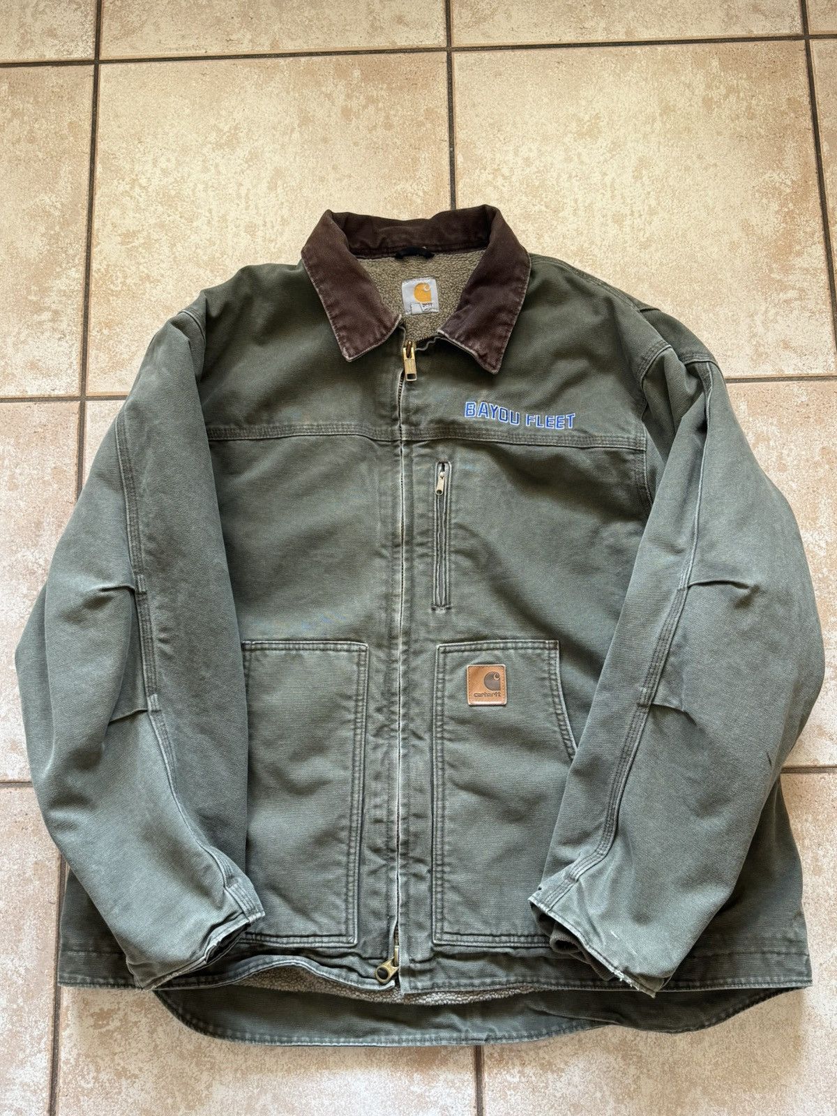 ジャケット・アウター 90s 00s Carhartt duck jacket L gray Carhartt Men's Light Gray Zip-up Hooded Jacket J140-GVL size