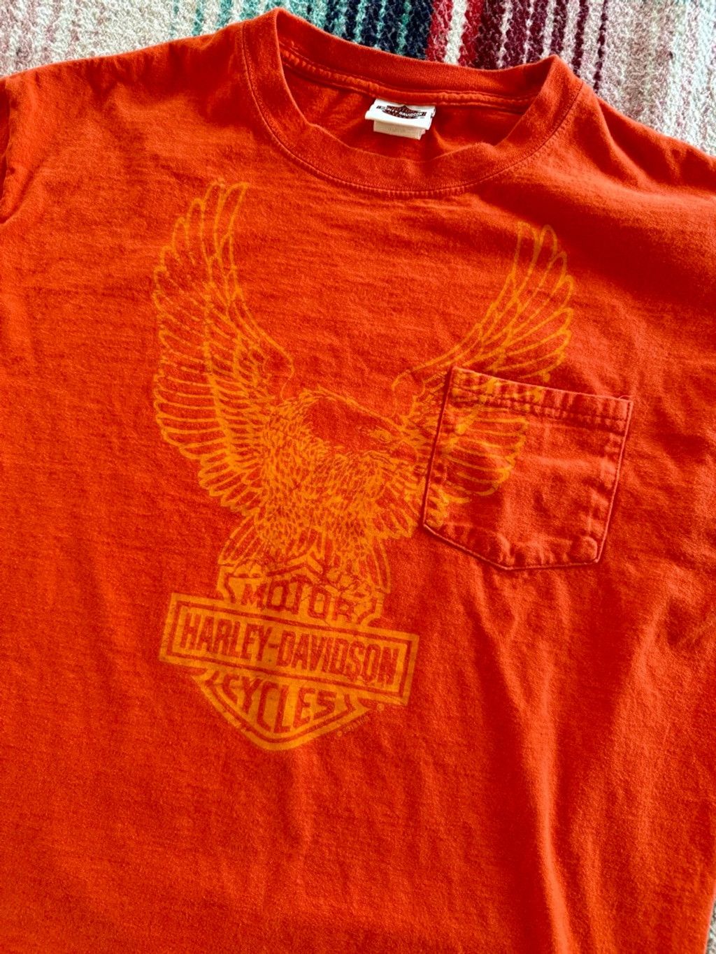 Harley Davidson 00s Harley Davidson Southhampton Orange Pocket Tee L Size US L / EU 52-54 / 3 - 2 Thumbnail