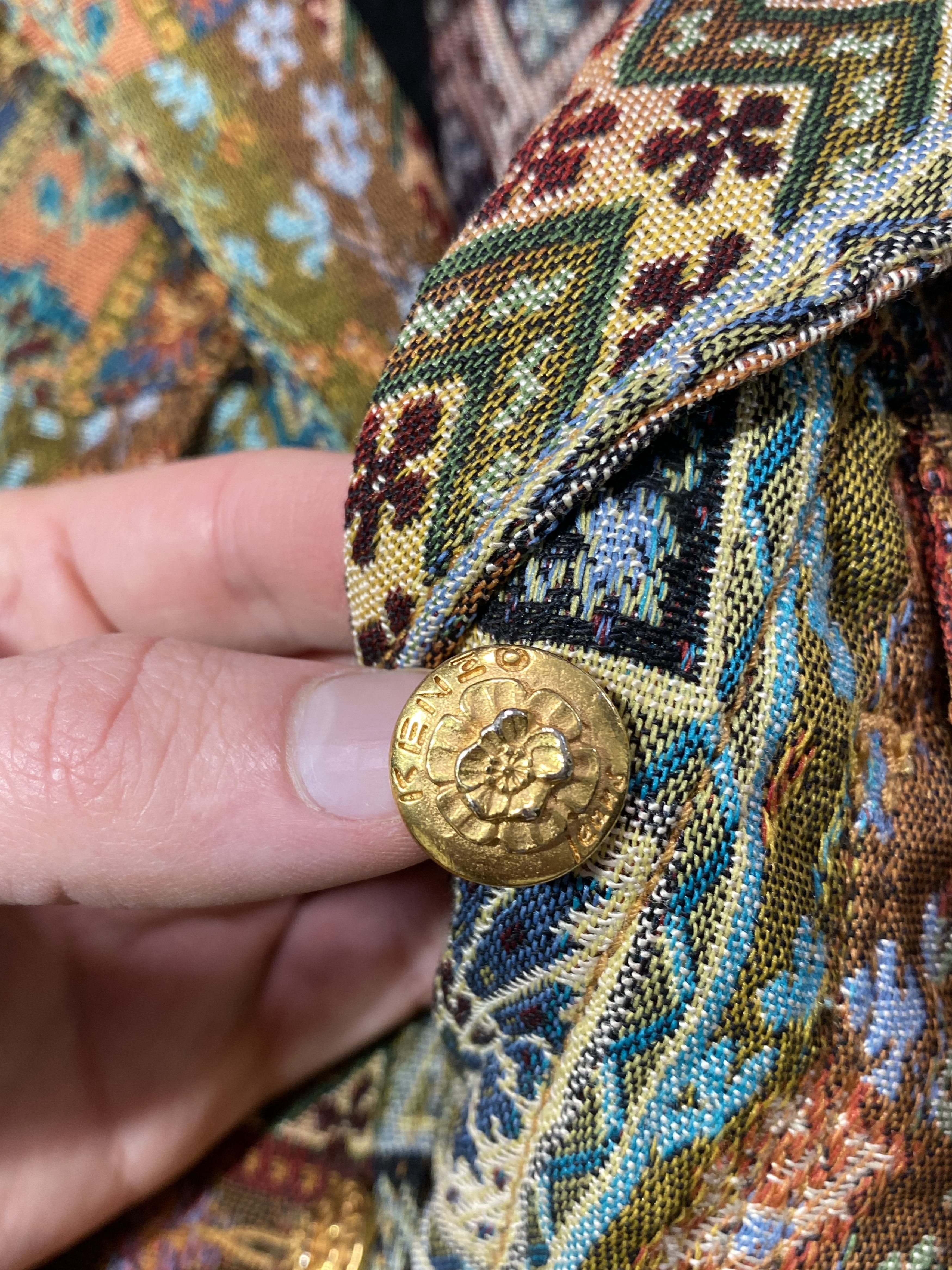 Kenzo Vintage 80s KENZO Tapestry Boho Patchwork Blazer Coat Flora Size L / US 10 / IT 46 - 14 Thumbnail