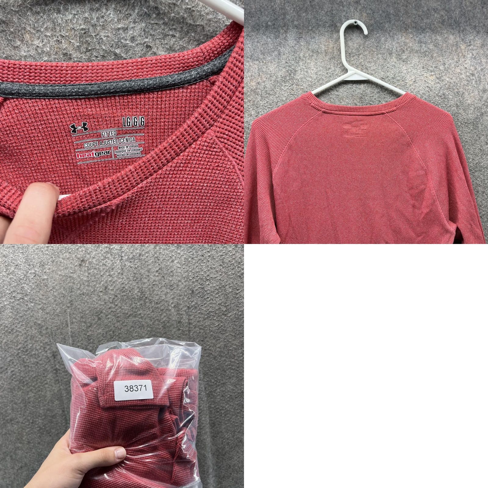 Under Armour Under Armour Shirt Mens Large Red HeatGear Fitted Waffle Thermal Long Sleeve Shirt Size US L / EU 52-54 / 3 - 8 Thumbnail
