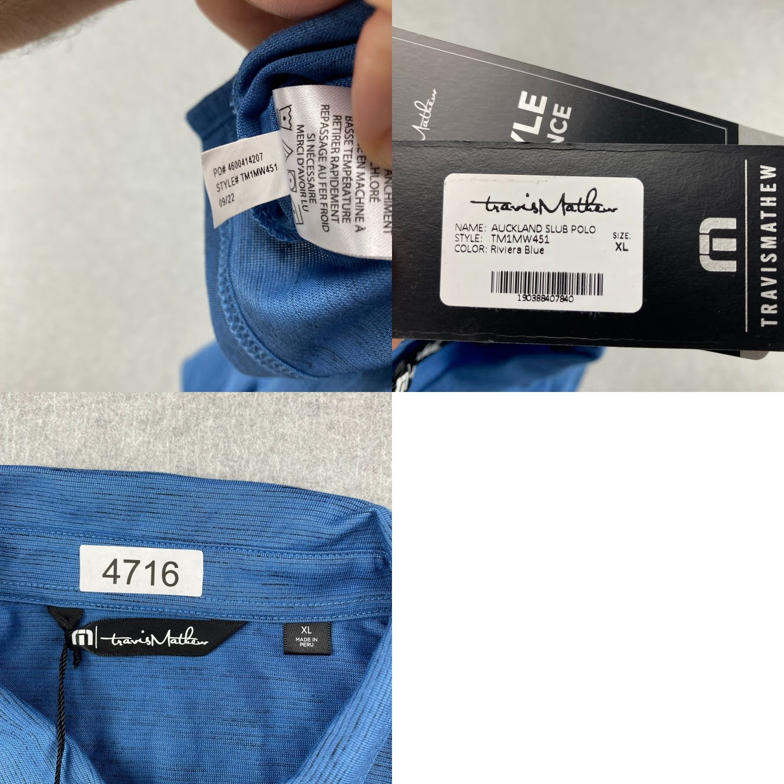 TravisMathew Travis Mathew Auckland Slub Polo Shirt Mens XL Blue Golf Performance NWT Size US XL / EU 56 / 4 - 10 Thumbnail