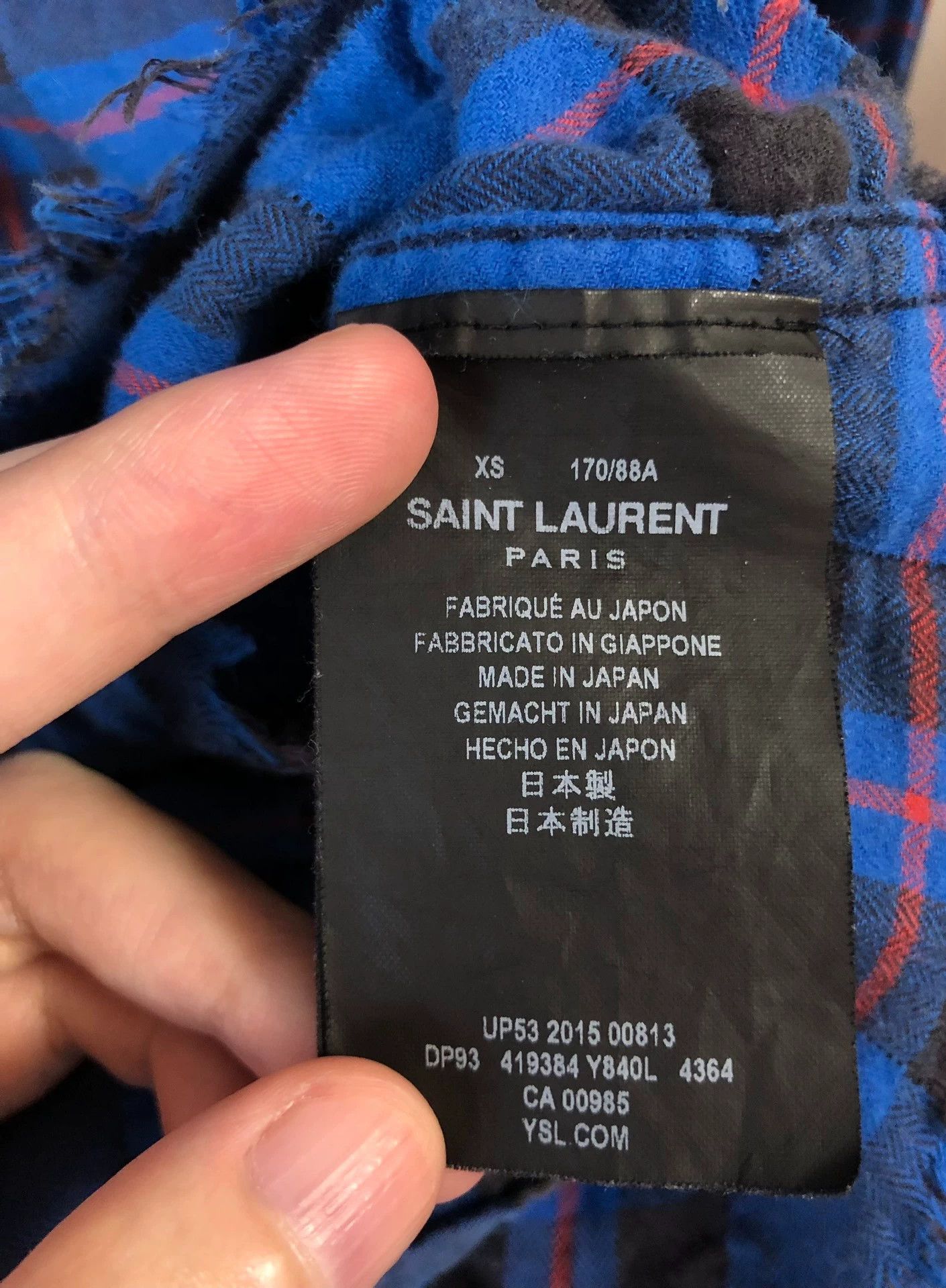 Saint Laurent Paris Saint Laurent runway blue plaid shirt, distressed hem. Size US XS / EU 42 / 0 - 8 Thumbnail