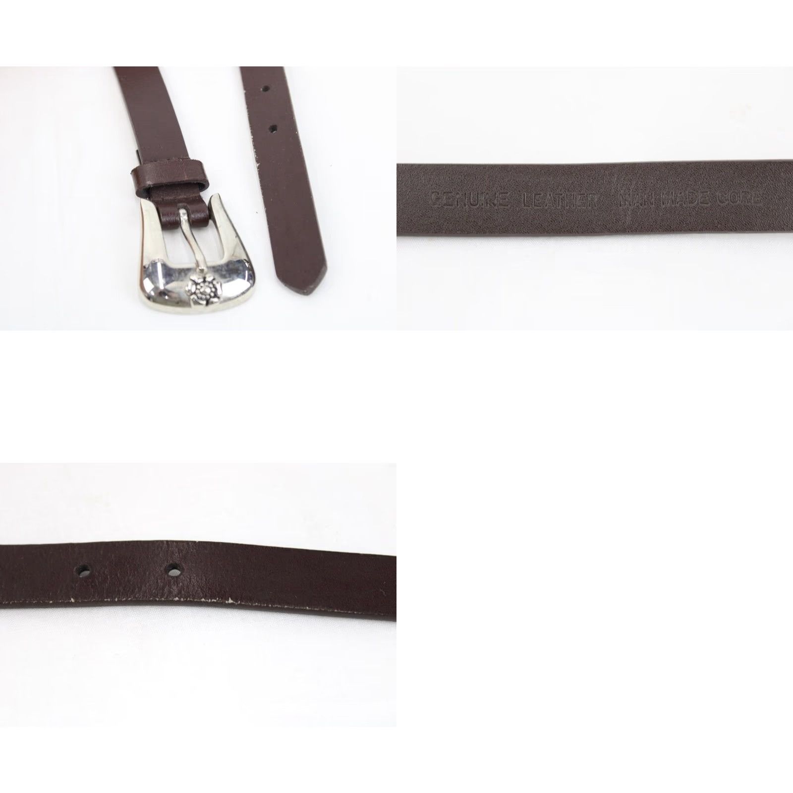 Vintage VINTAGE 2 Leather Belts Silver Tone floral links Black & Brown Womens size M/L Size ONE SIZE - 8 Thumbnail