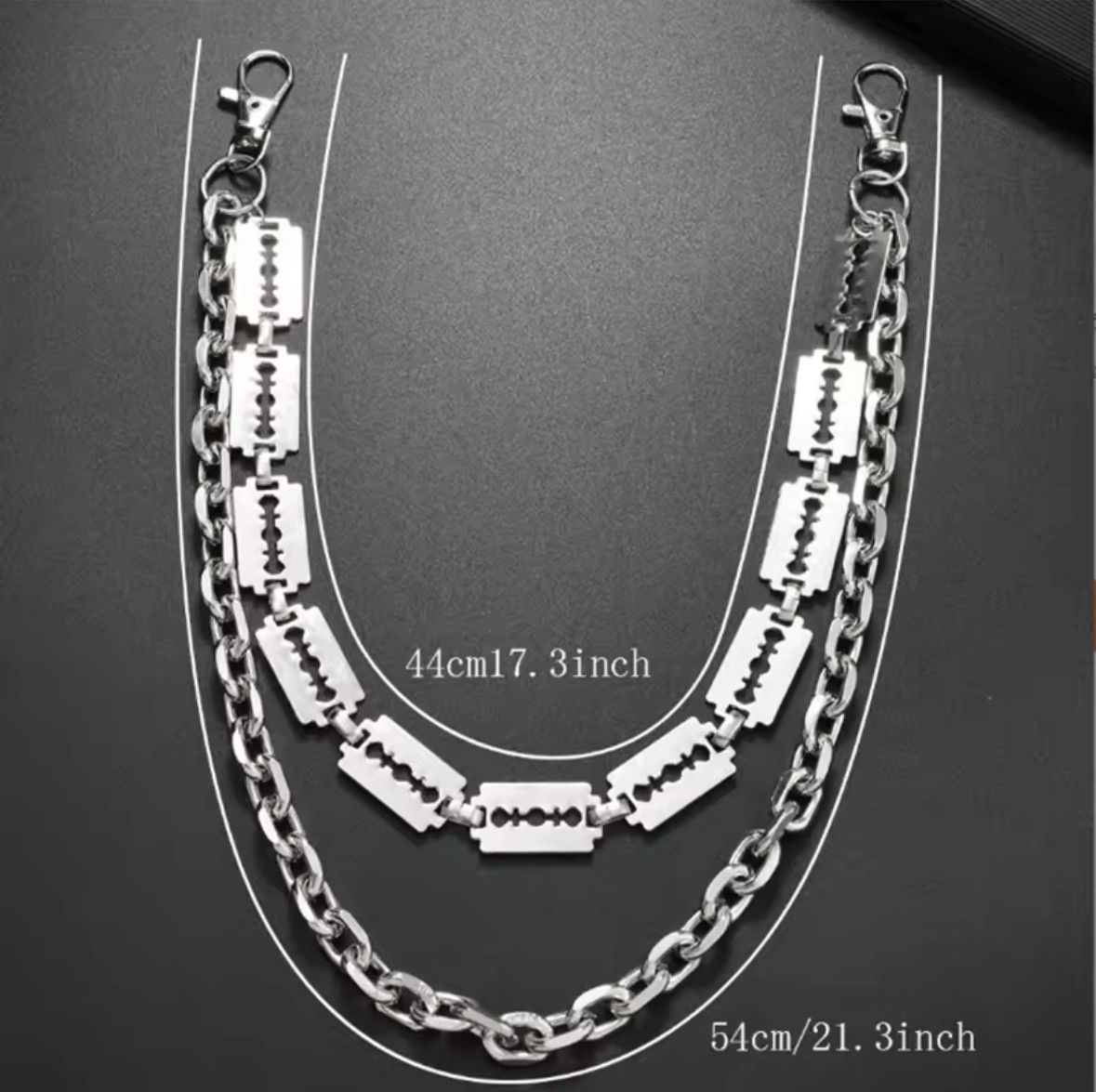 Other Punk Blade Metal Pants Double Chain Wallet Belt Chain Size ONE SIZE - 4 Thumbnail