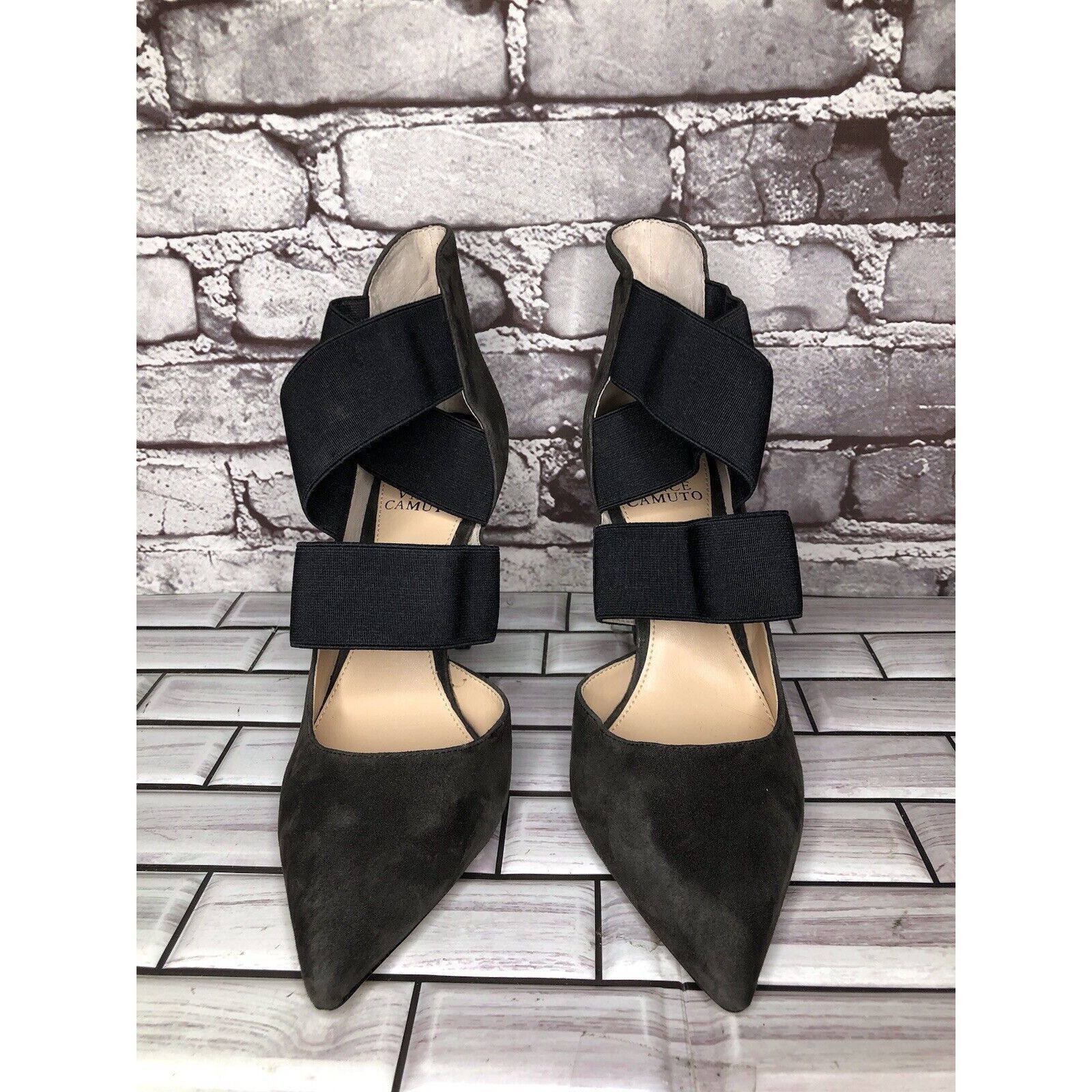 Vince Camuto Vince Camuto Nigel Charcoal Gray Suede Elastic Pointed Toe H Size US 9 / IT 39 - 24 Thumbnail