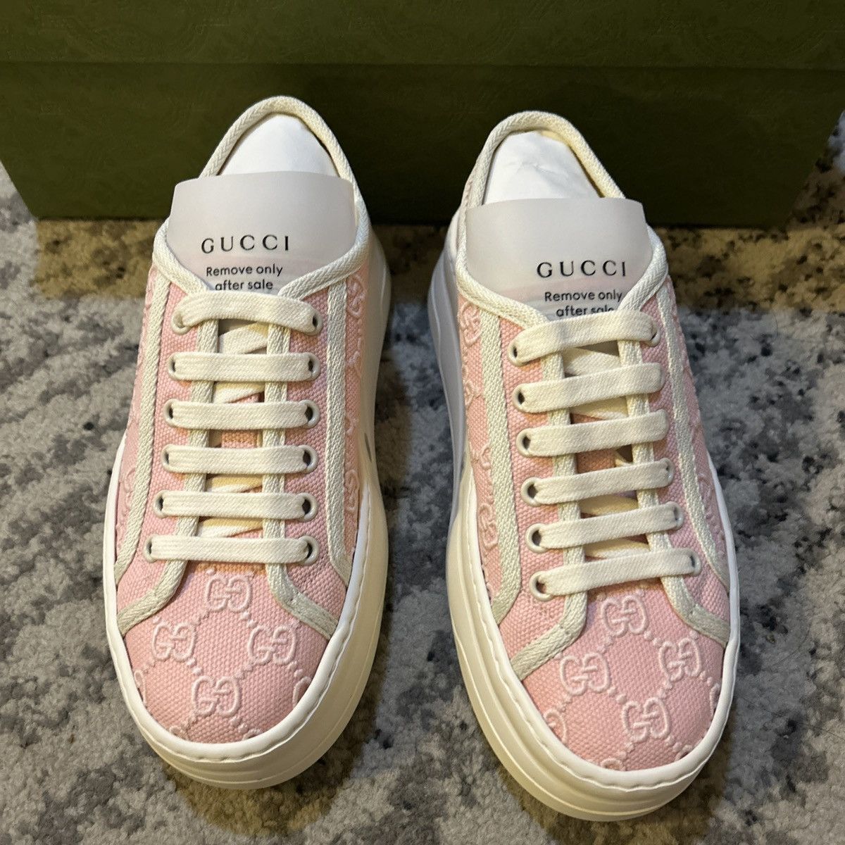 Gucci Gucci Tennis 1977 Pink GG Logo Embroidery Low Top Sneaker Size US 5 / IT 35 - 3 Thumbnail