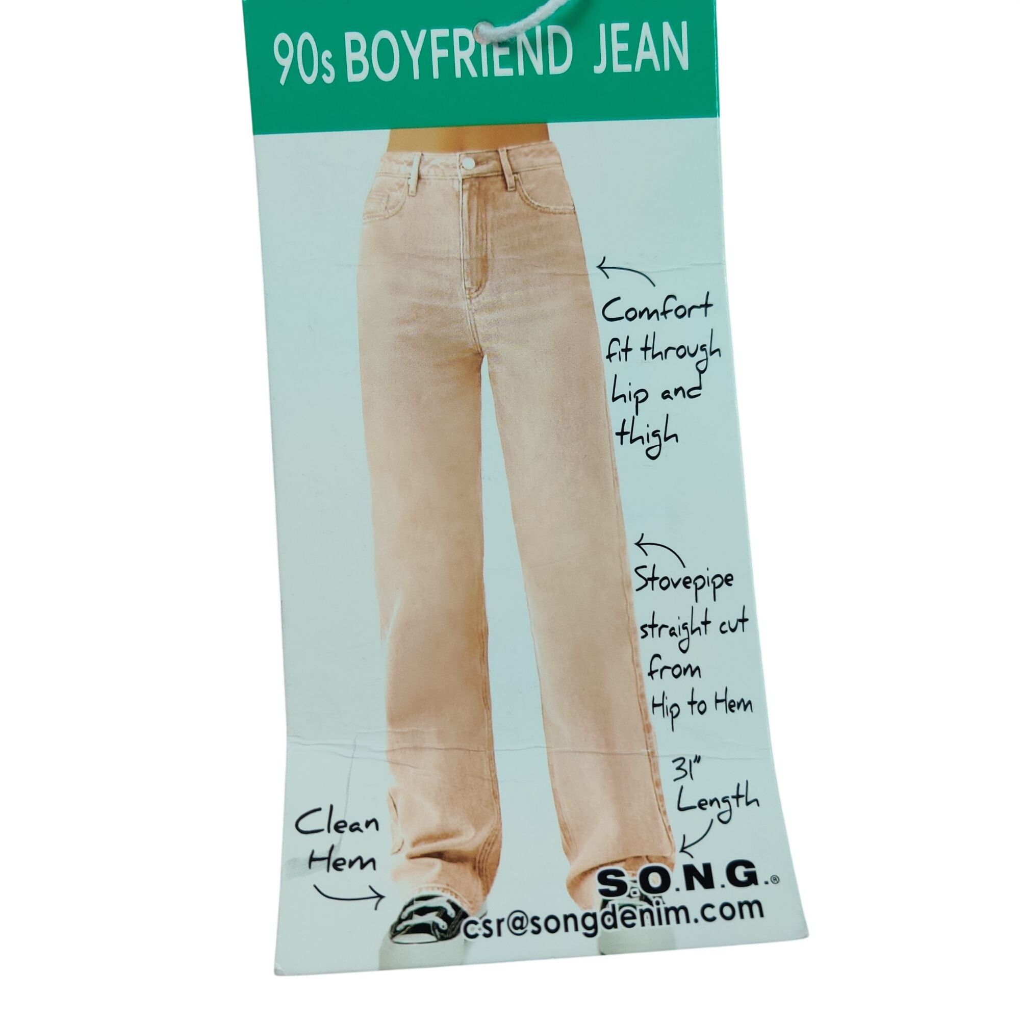 Other S.O.N.G Retro 90s Boyfriend Jeans 13 Pink Straight Denim Bar Size 31" - 5 Thumbnail