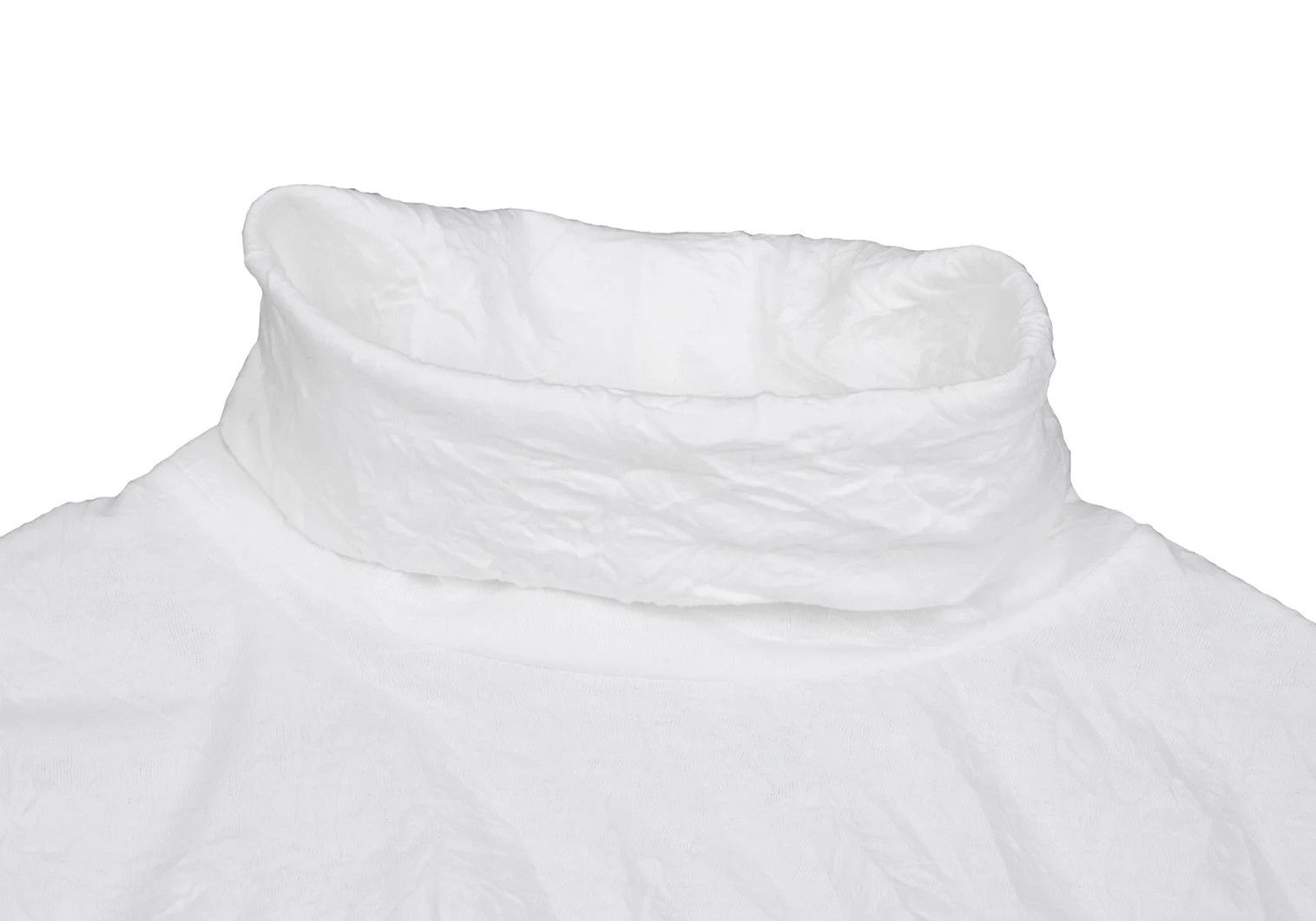 Yohji Yamamoto Wrinkled Cotton-Poly Turtle Neck Cut Sew Top in White Size US XXS / EU 40 - 4 Thumbnail