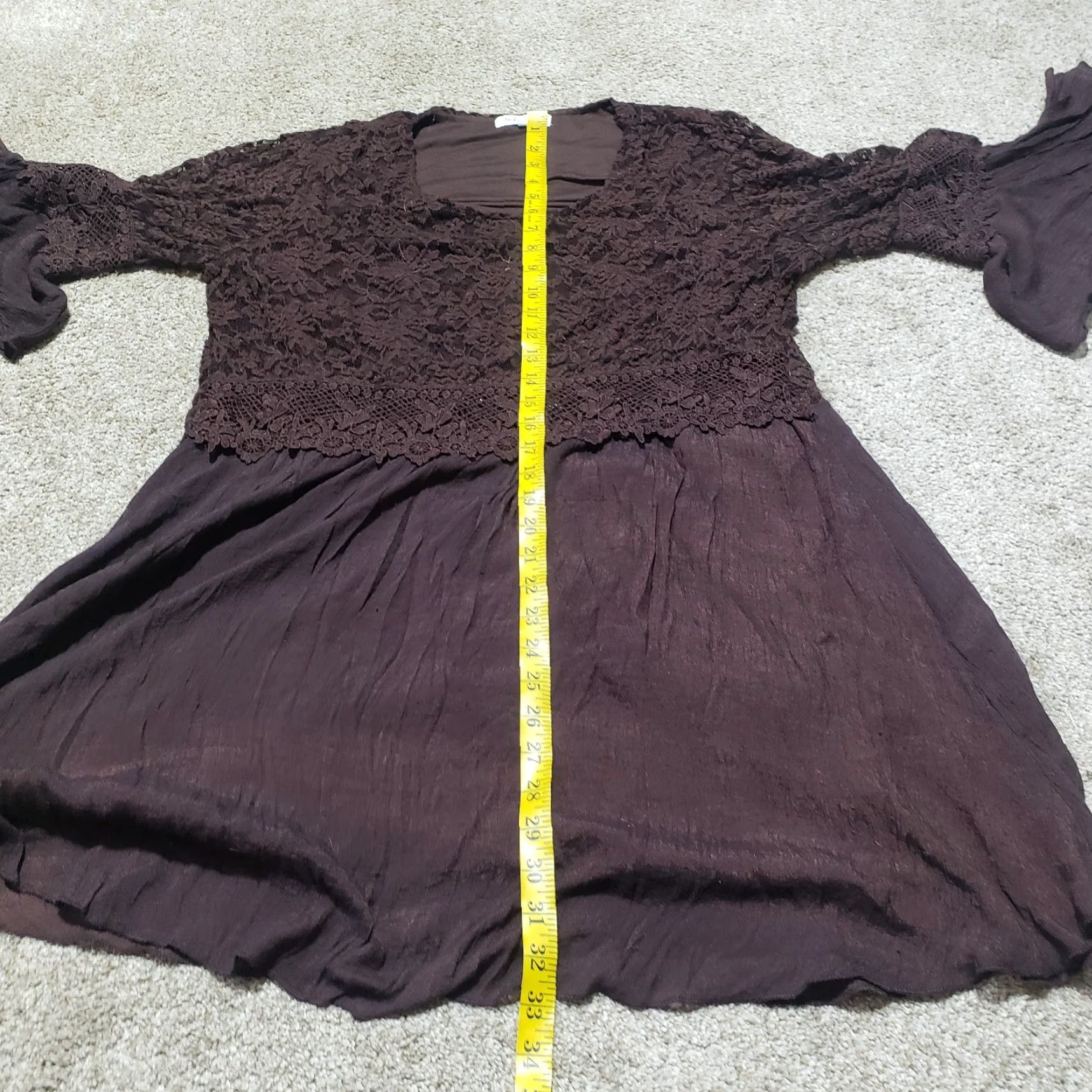 Vintage Indigo Shirt Bohemian Tunic Top Lace Half Sleeve Women L Brown Indigo Shirt Boho Lace Tunic Top Size L / US 10 / IT 46 - 6 Thumbnail