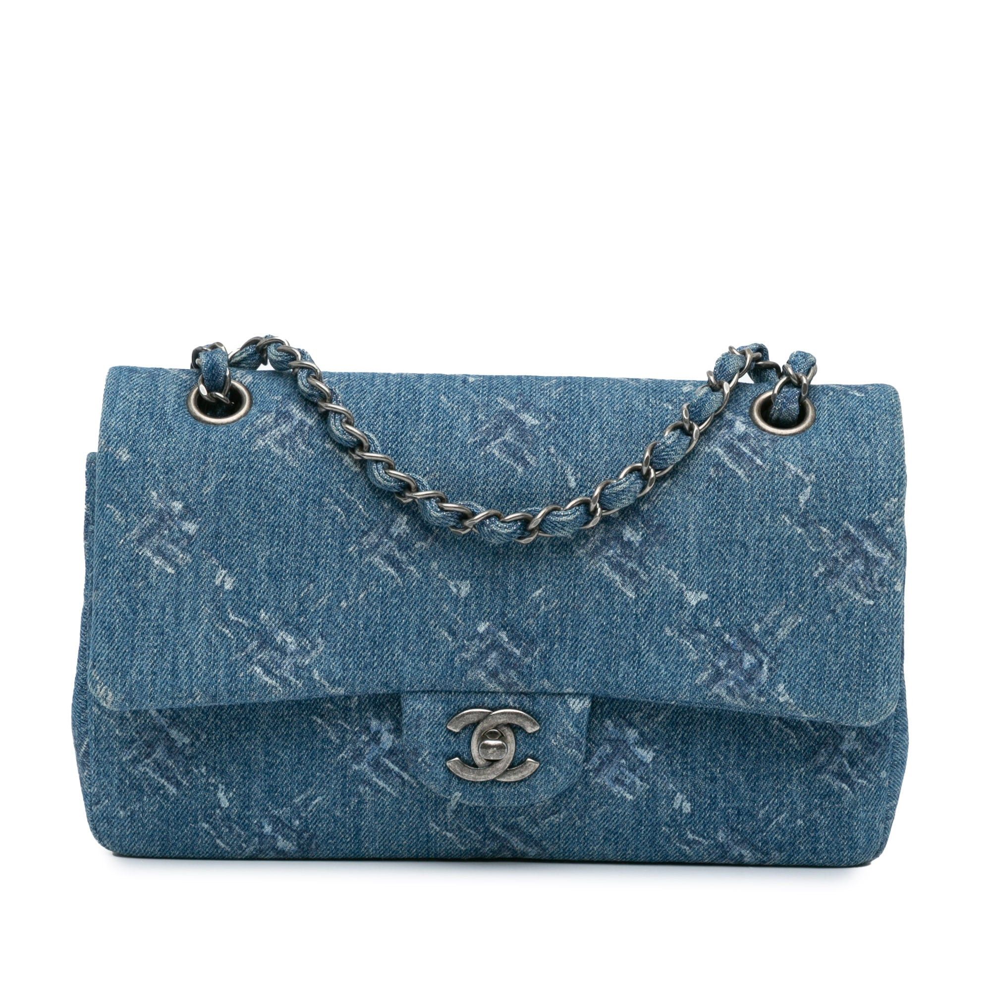 Chanel Chanel Medium Classic Printed Denim Double Flap Blue Size ONE SIZE - 1 Thumbnail