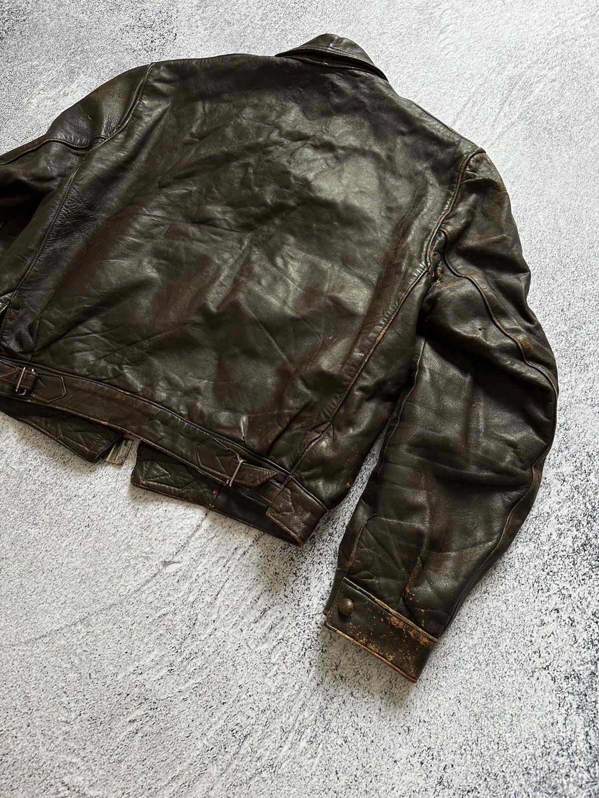 Hartmann Antique 40s French Cyclist 'Hartmann' Leather Jacket WW2 Era Size US M / EU 48-50 / 2 - 16 Thumbnail