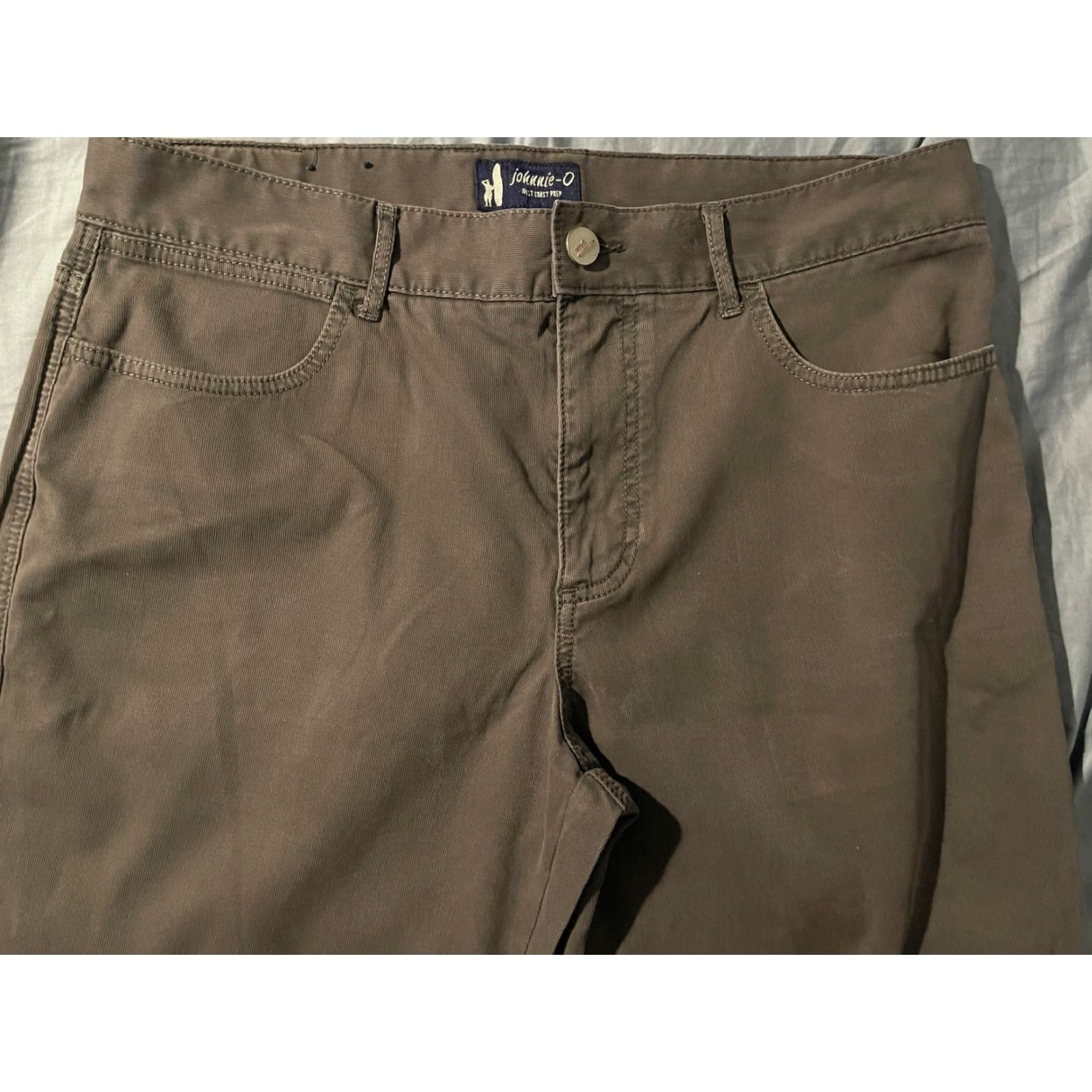 johnnie-O johnnie-O Mens West Coast Prep Casual Chino Pants 34x34 Brown 014 Phantom Regular Inseam 34 Front Flat Front Zip-fly Back Pockets Modern Vintage No Size US 34 / EU 50 - 2 Thumbnail