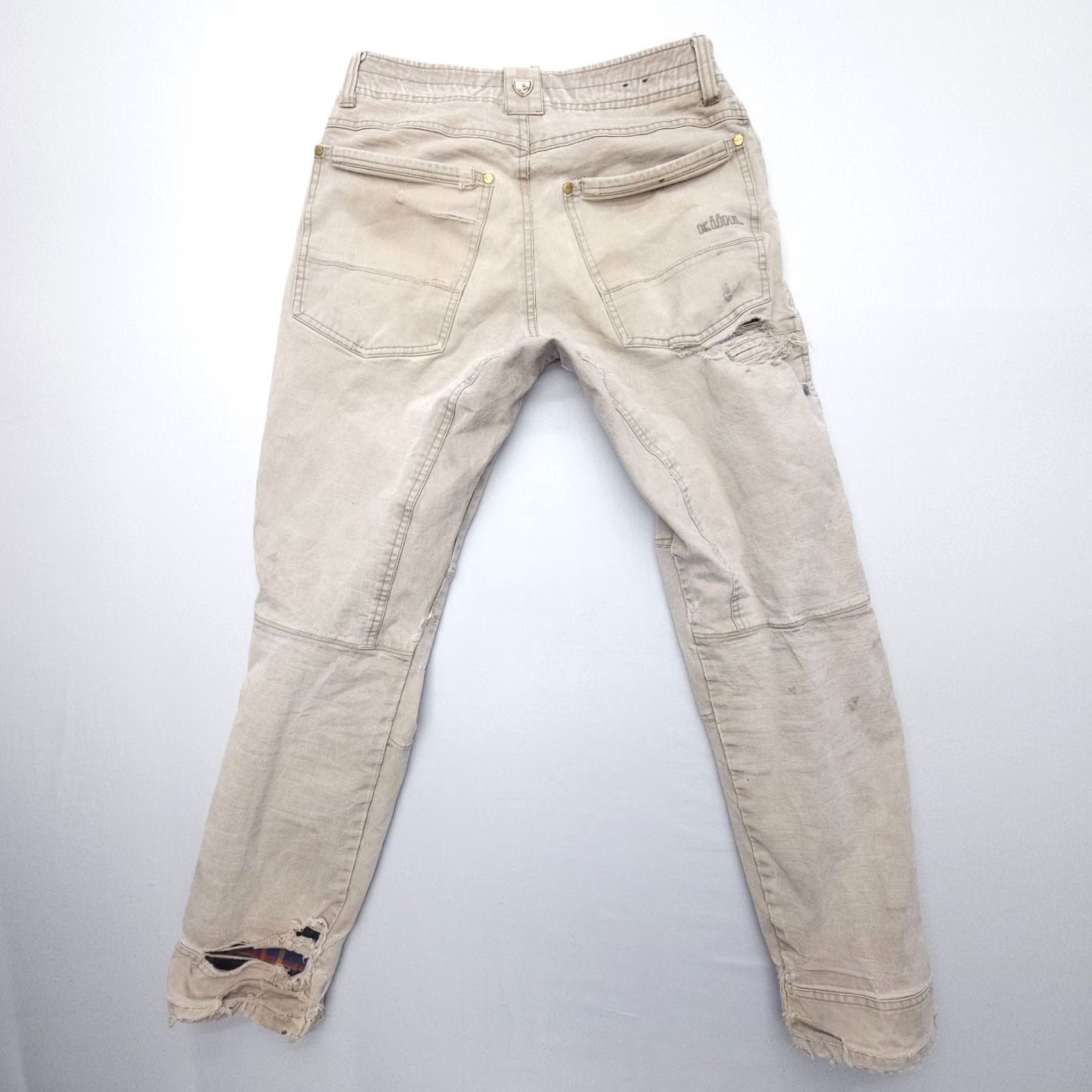 Thrasher Kuhl Rydr Pants Mens 30 x 32 Canvas Distressed Workwear 5-Pocket Denim Beige Color Regular Fit Chaud 90s Theme Mens Size US 30 / EU 46 - 2 Thumbnail