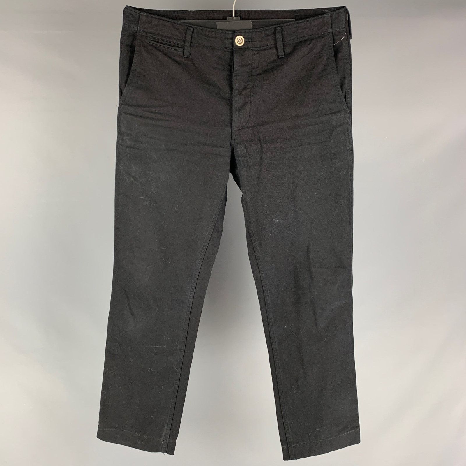 Visvim VISVIM Size L Black Solid Cotton Button Fly Casual Pants Size US 34 / EU 50 - 1 Thumbnail