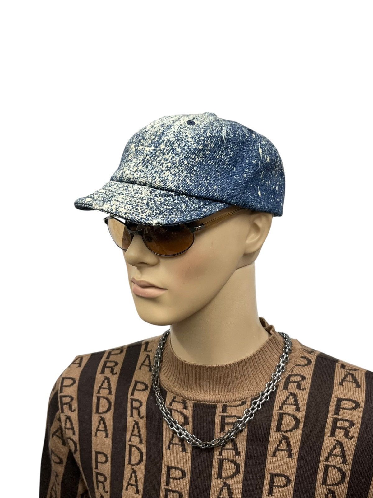 Indigo Grunge Art Spilled Paint Indigo Short Brim Hat Kapital Style Size ONE SIZE - 1 Thumbnail