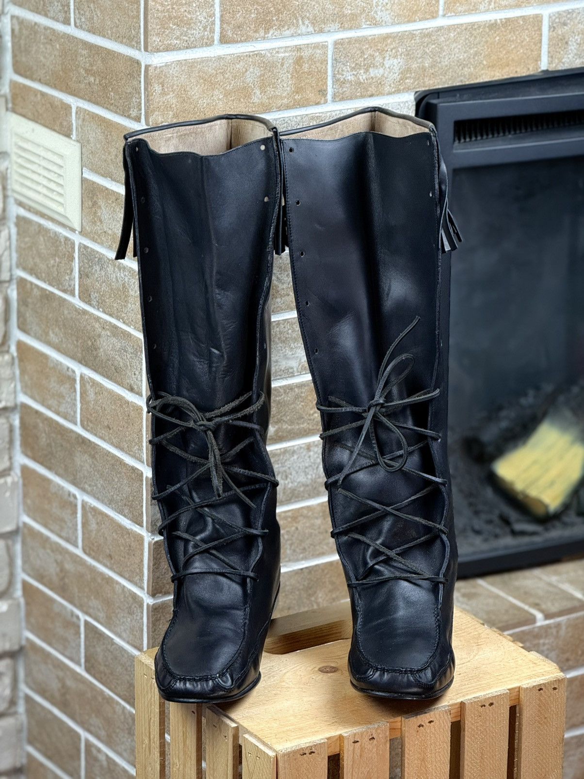Gucci 1999 Gucci Tom Ford Black Lace Up Knee Leather Moccasin Boot Size US 10.5 / IT 40.5 - 3 Thumbnail