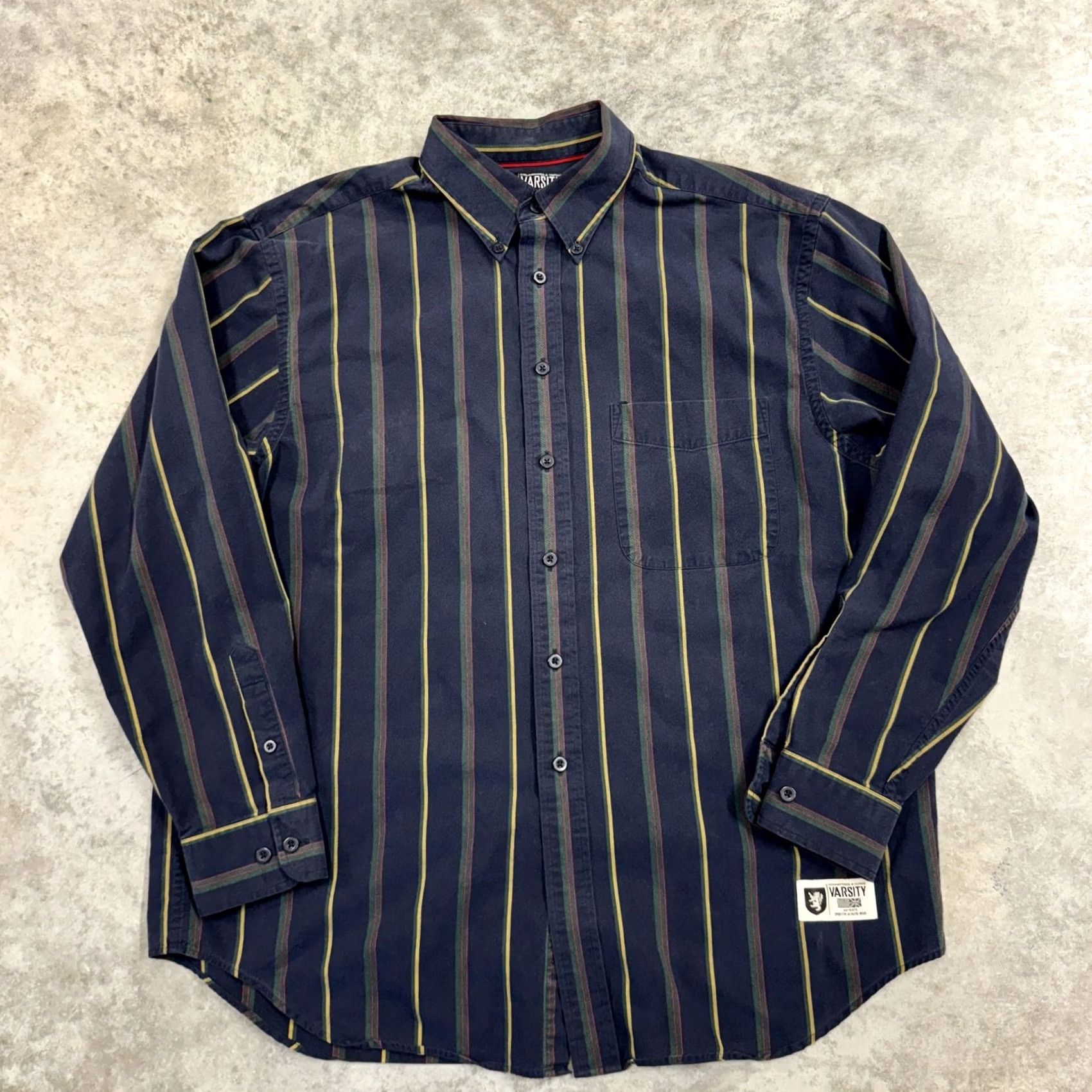 Roundtree & Yorke VINTAGE Roundtree & Yorke Varsity Shirt Mens Large Blue Striped Button Down 90s Size US L / EU 52-54 / 3 - 2 Thumbnail