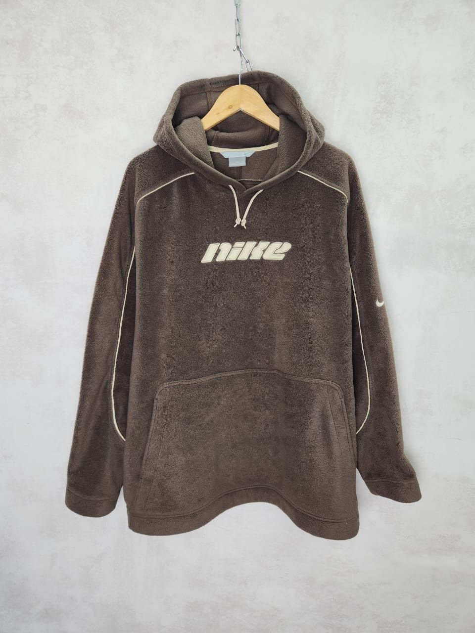 Nike Vintage Nike Fleece Sherpa Brown Hoodie Swoosh Size US XL / EU 56 / 4 - 1 Thumbnail