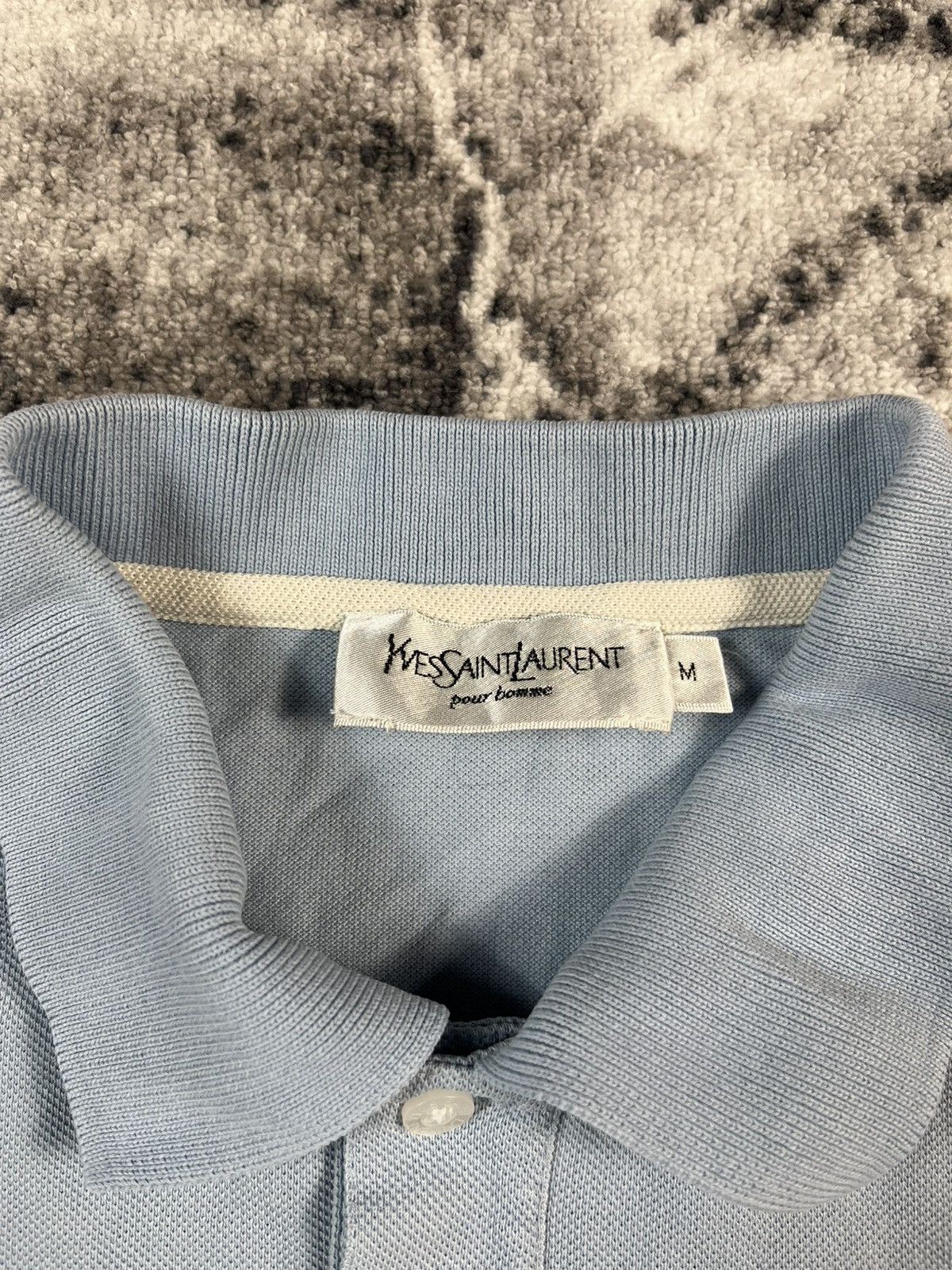 Yves Saint Laurent Yves Saint Laurent Polo Shirt Light Blue Minimal Size US M / EU 48-50 / 2 - 6 Thumbnail