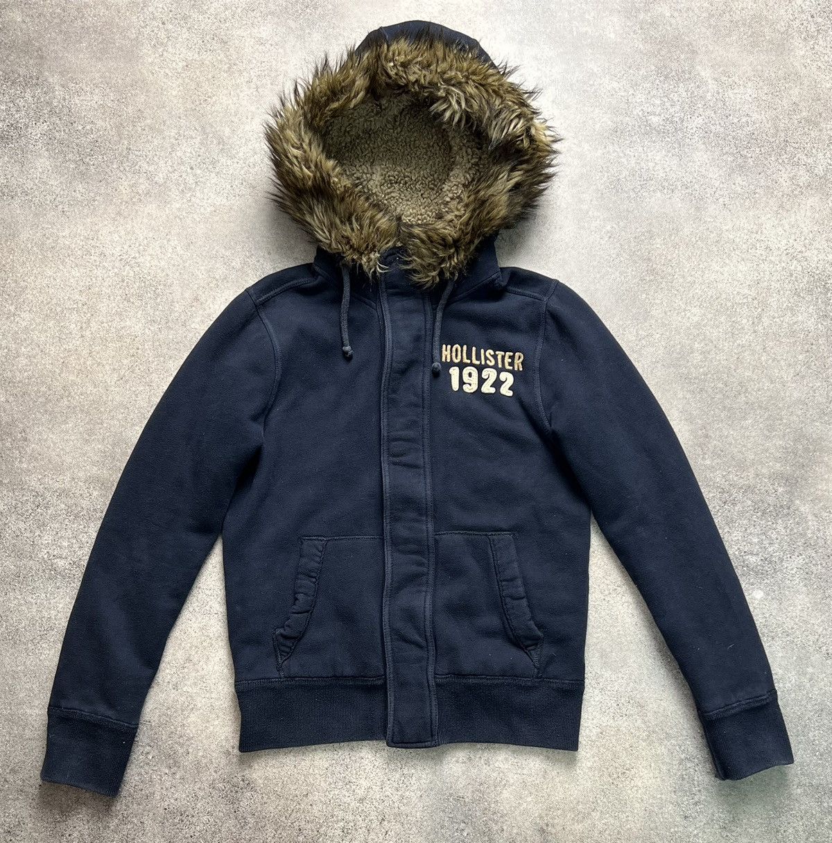 image of 20471120 x If Six Was Nine Vintage Full Zip Hoodie With Fur Hood in Navy, Men's (Size Small)
