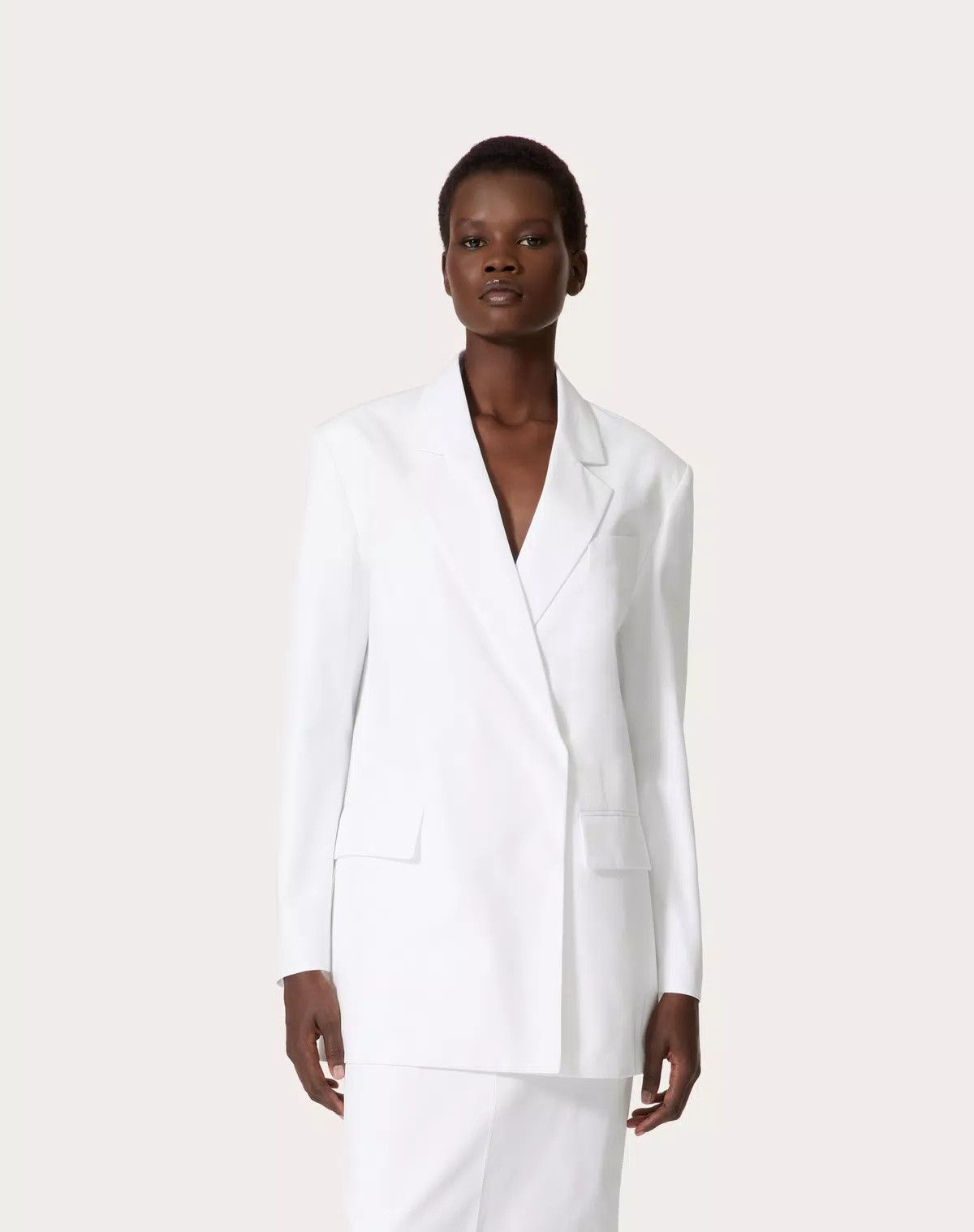 Valentino o1s1wg110625 Compact Popeline Blazer in White Size M / US 6-8 / IT 42-44 - 4 Thumbnail