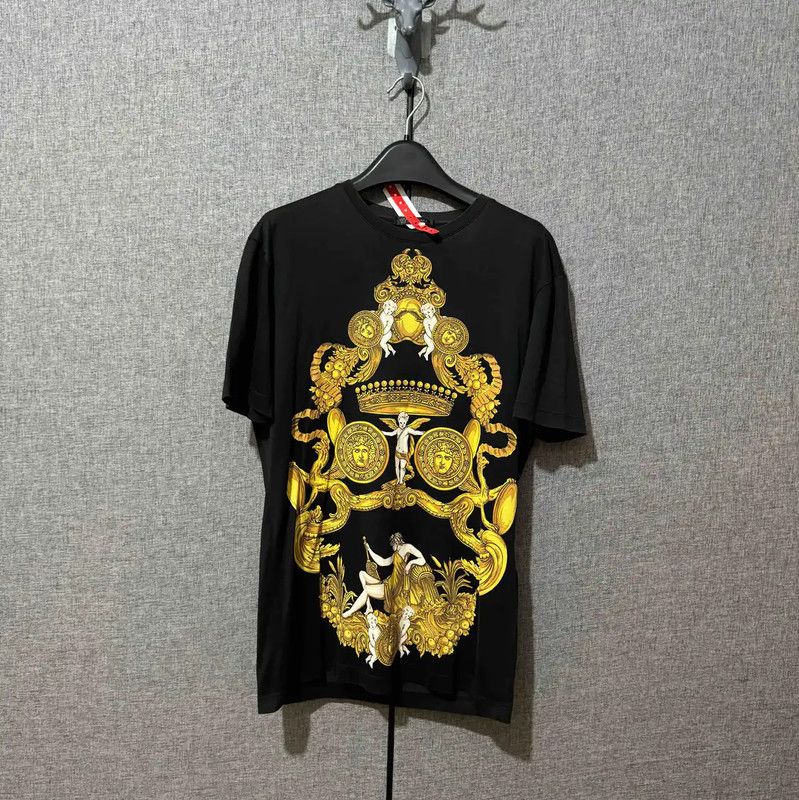 Versace Versace Black Cotton Logo T-Shirt for Men 0089 Size US S / EU 44-46 / 1 - 1 Thumbnail