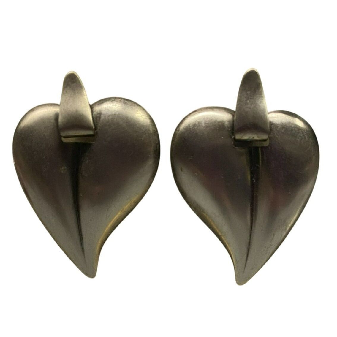 Other Vintage Silver tone Heart Shaped Pierced Earrings With Stud Size ONE SIZE - 1 Thumbnail