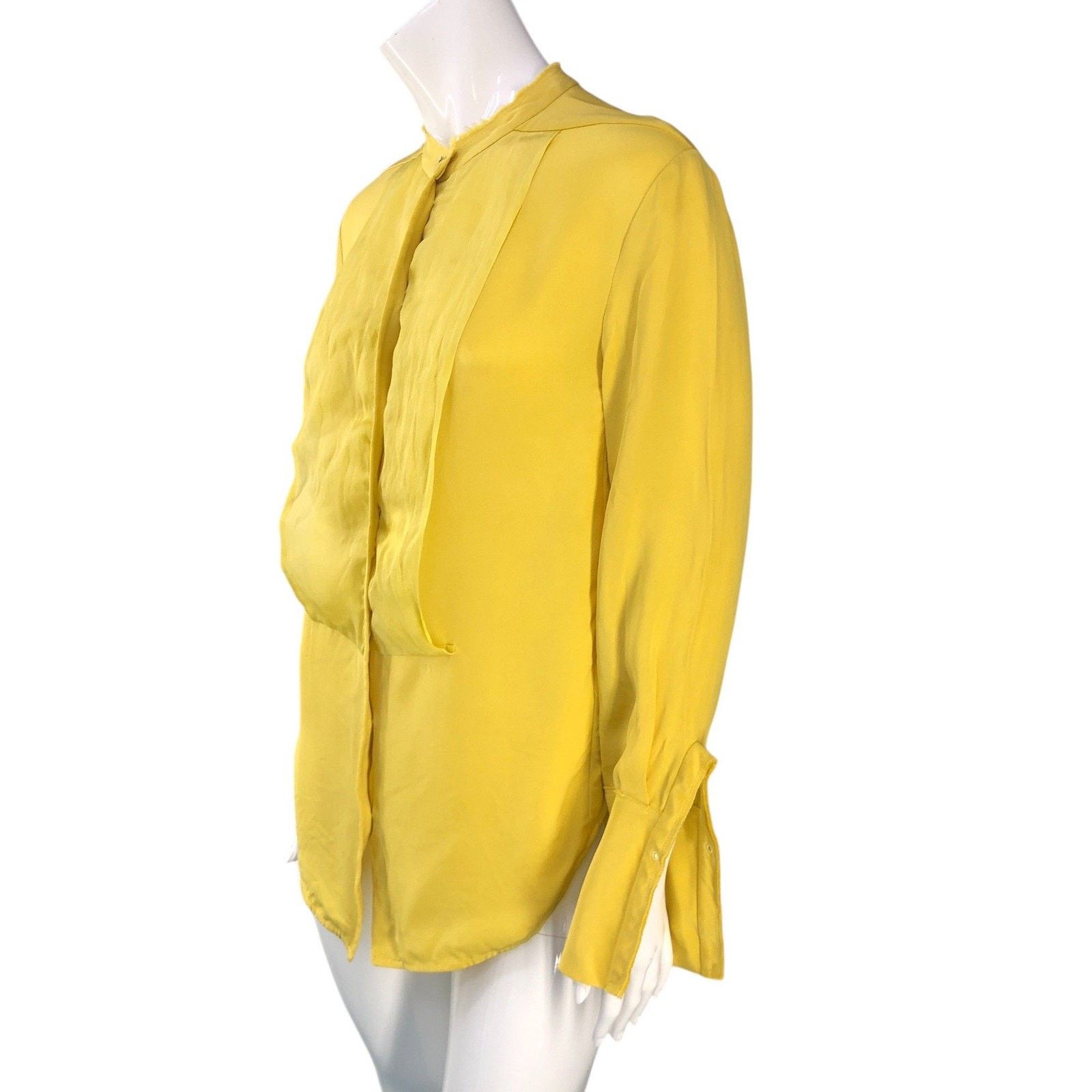 3.1 Phillip Lim 3.1 Phillip Lim Blouse 4 Yellow Silk Bib Front Mandarin Size S / US 4 / IT 40 - 4 Thumbnail